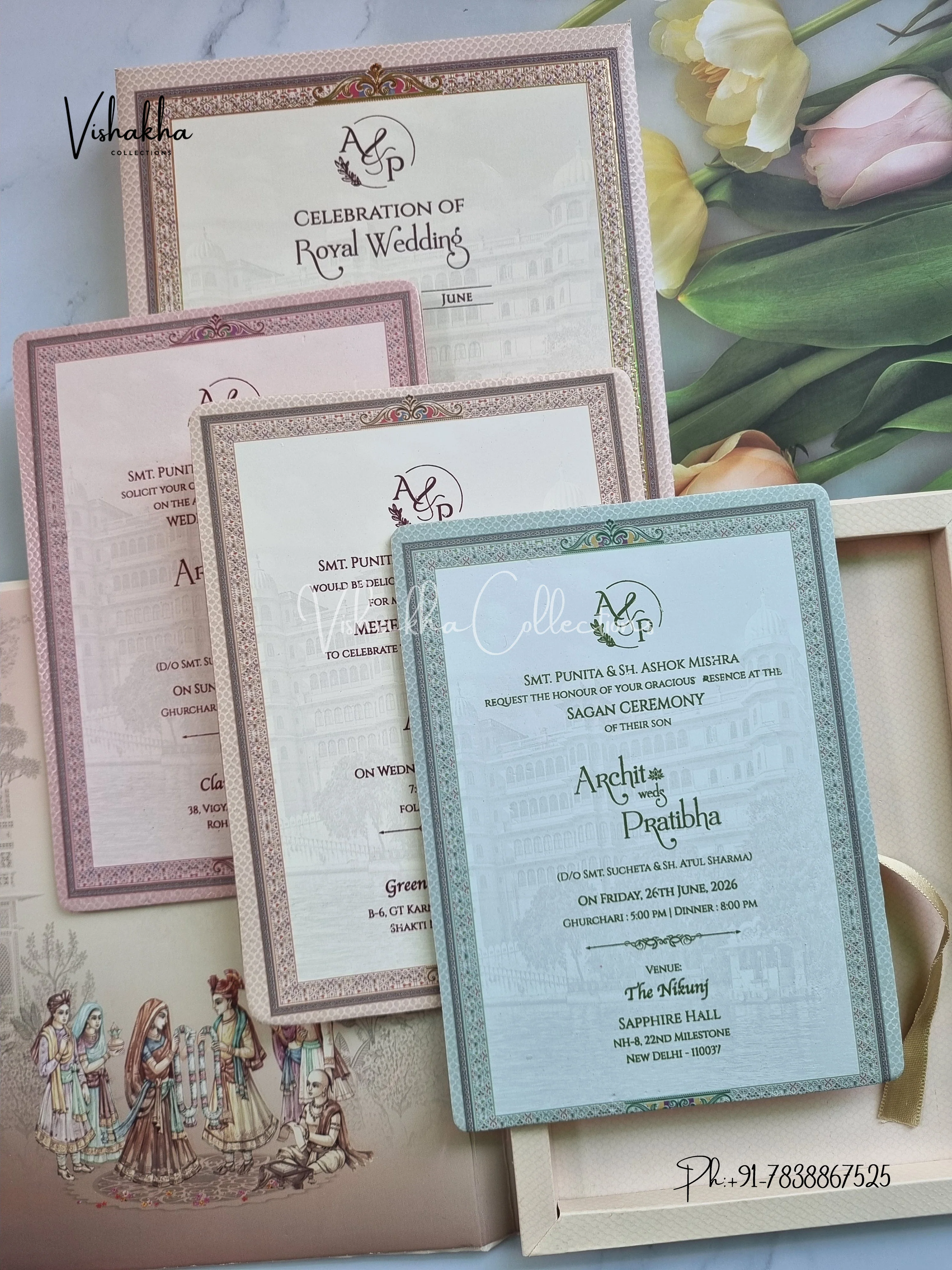 Barat Hathi Dulah Dulhan Hindu Sikh Padded invitation Cards CR-5091 - Image 3