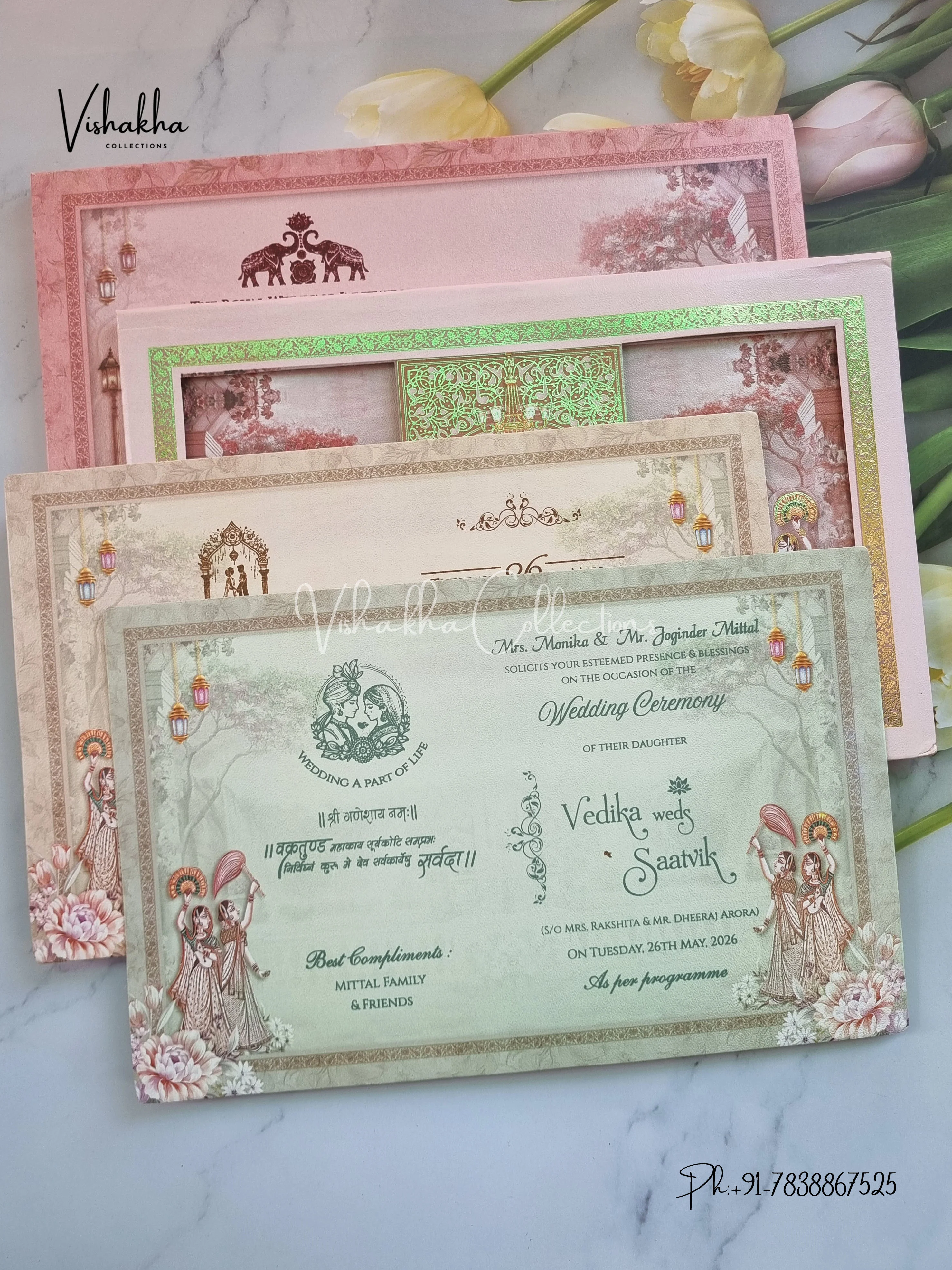 Barat Hathi Dulah Dulhan Hindu Sikh Padded invitation Cards CR-7091 - Image 3