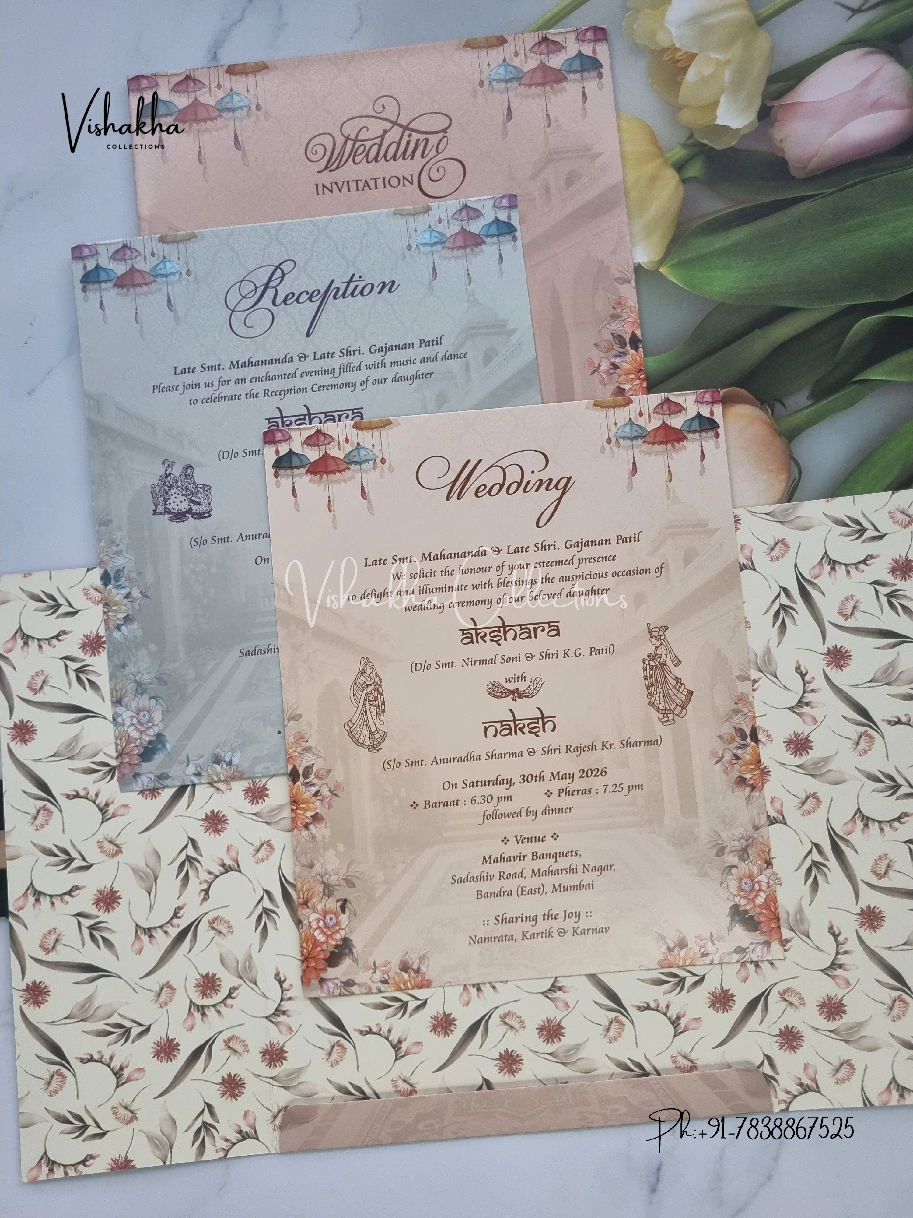 Double Door Hindu Muslim Christian Sikh invitation Cards VN-763 - Image 3