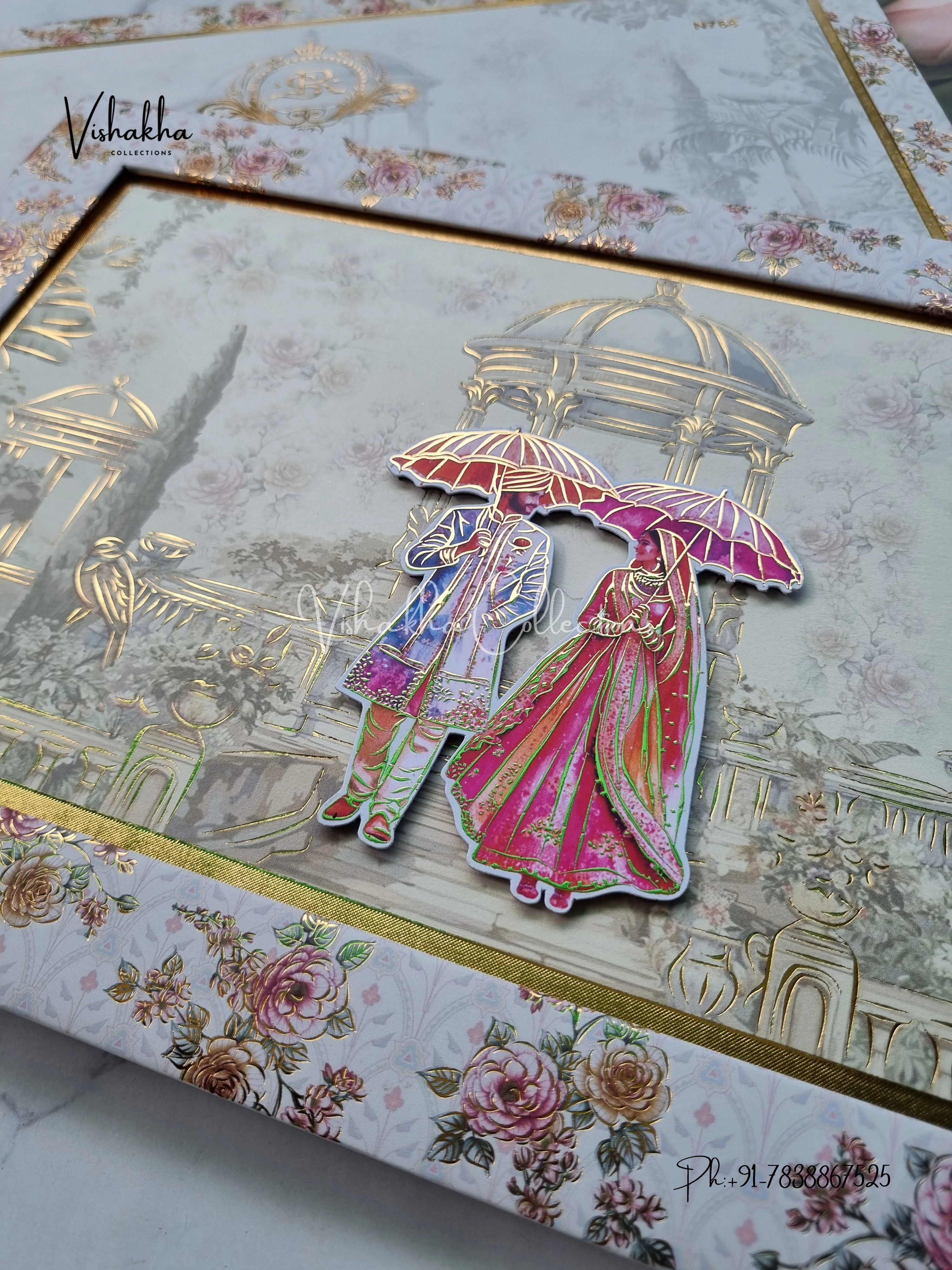 Dulah Dulhan Hindu Muslim Christian Sikh Padded invitation Cards VN-768 - Image 2