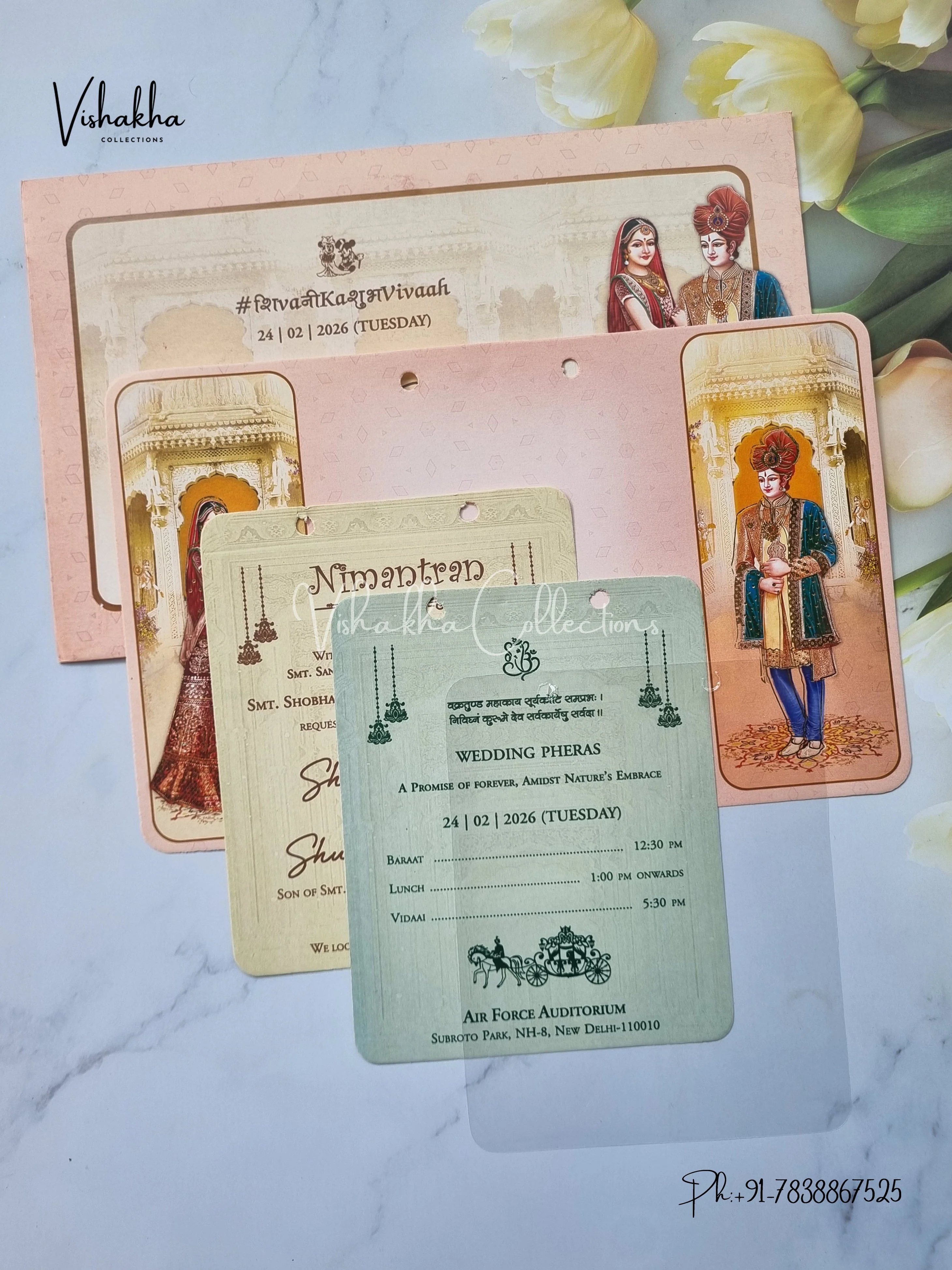 Dulah Dulhan Hindu Sikh invitation Cards ATS-3190 - Image 3