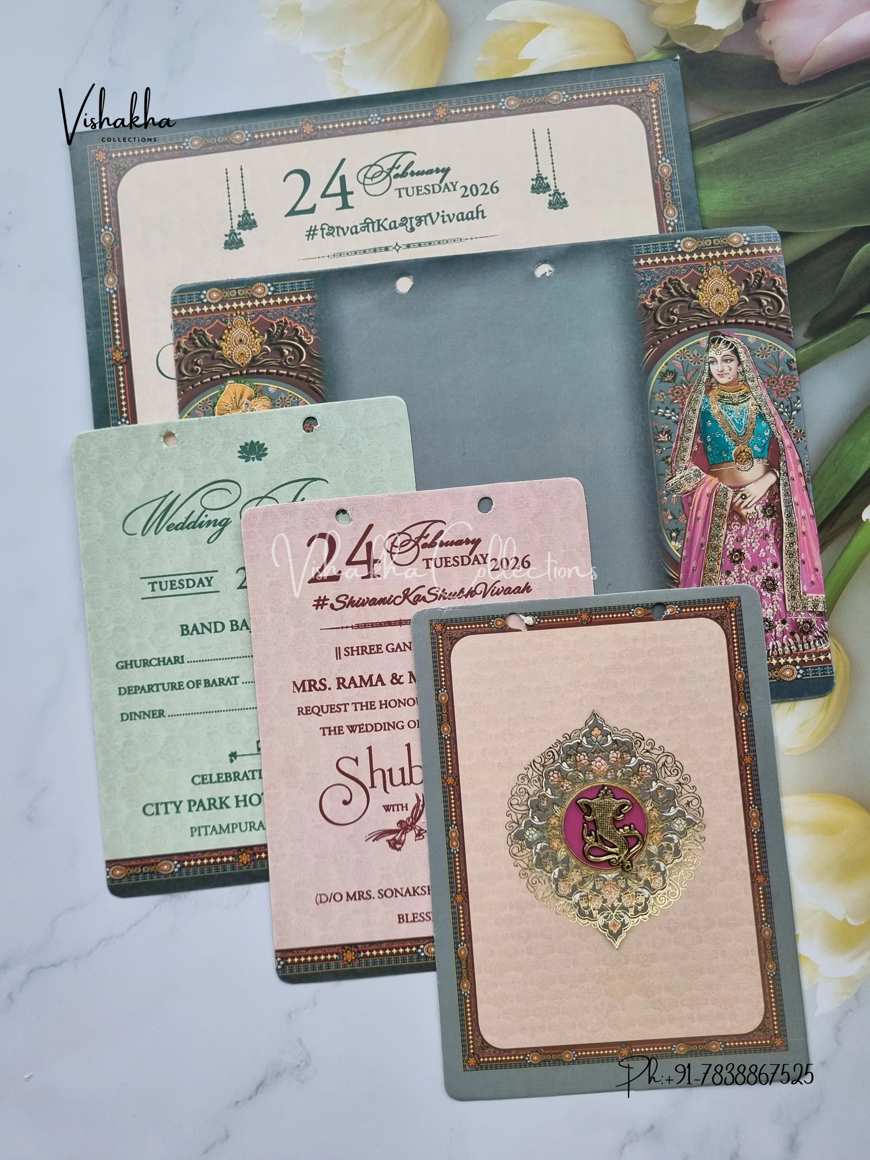 Dulah Dulhan Hindu Sikh invitation Cards ATS-4138 - Image 3