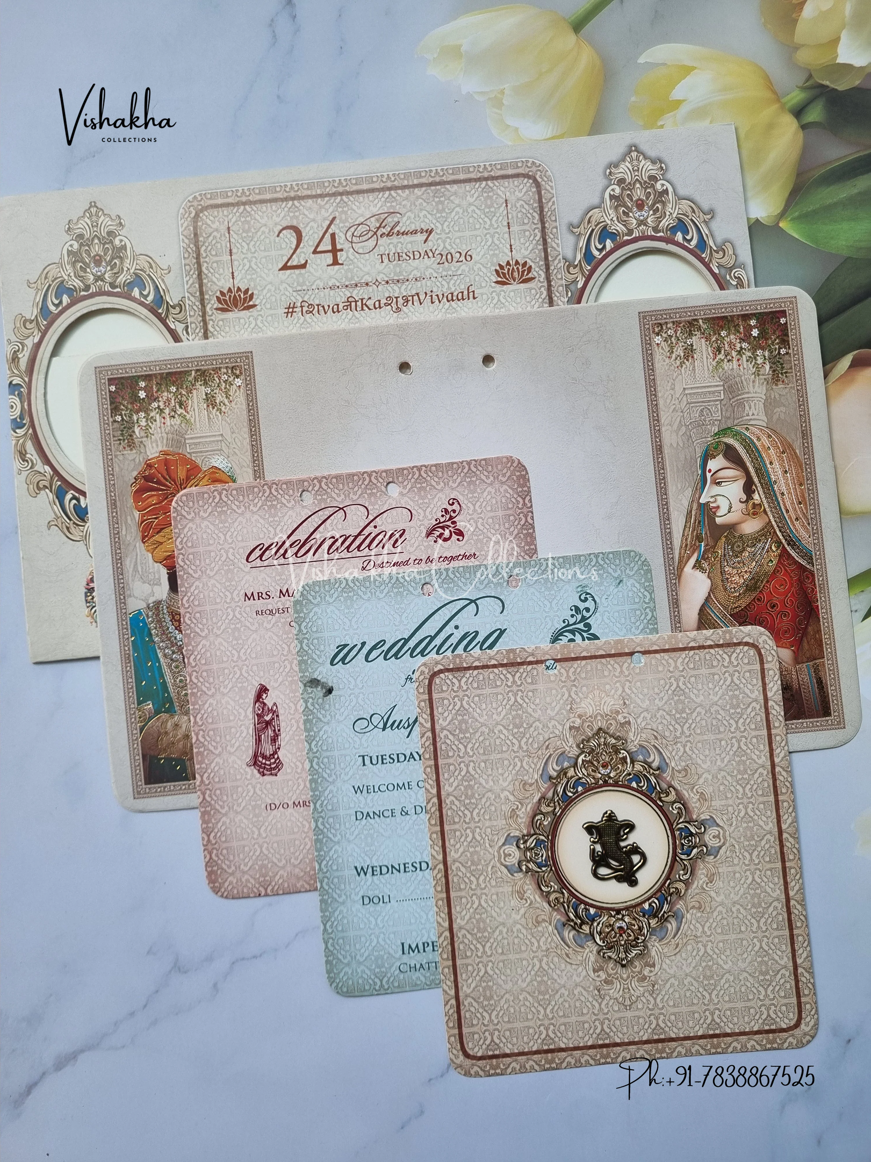 Dulah Dulhan Hindu Sikh invitation Cards ATS-4213 - Image 3
