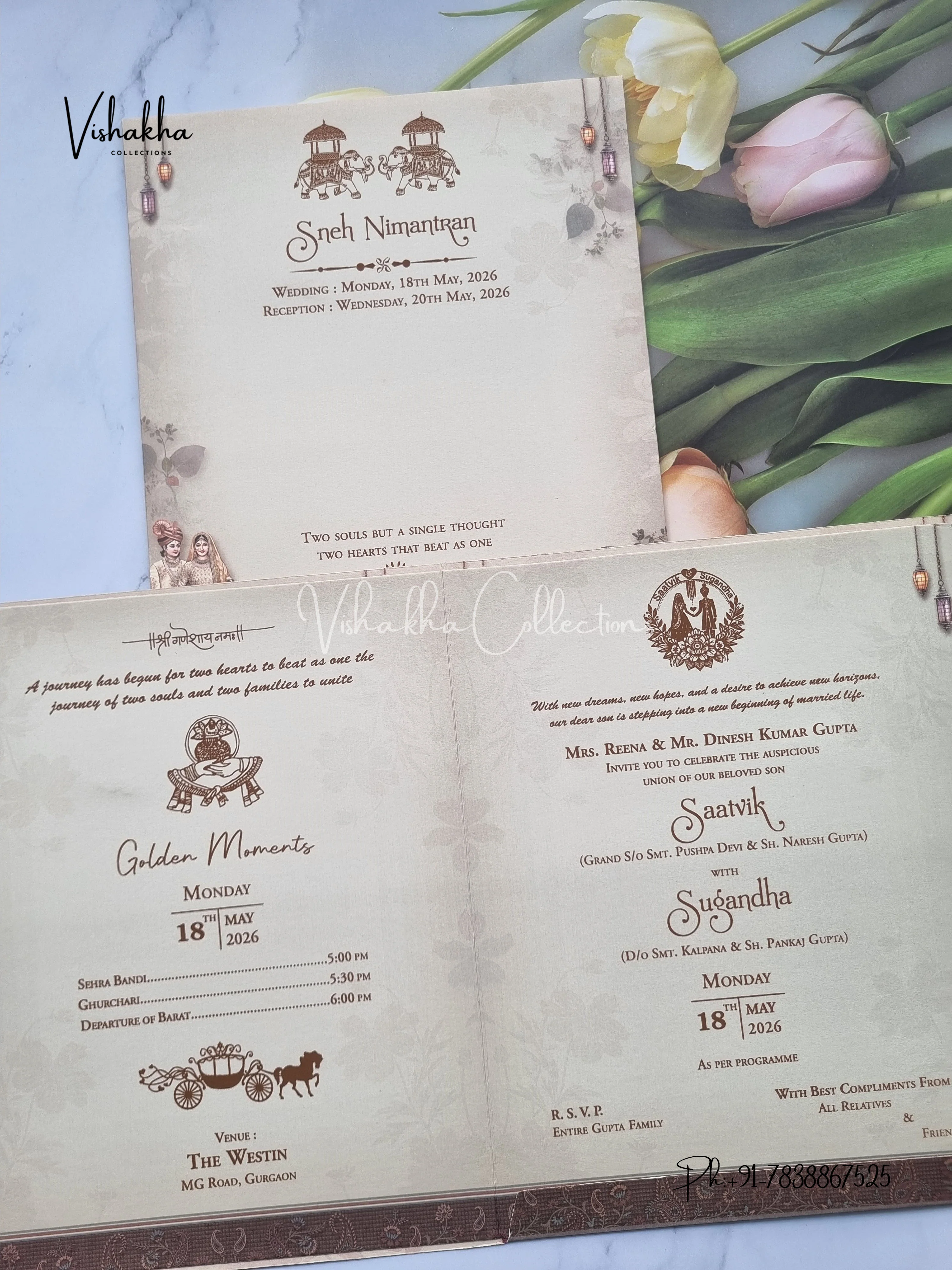 Dulah Dulhan Hindu Sikh invitation Cards CR-7034 - Image 3