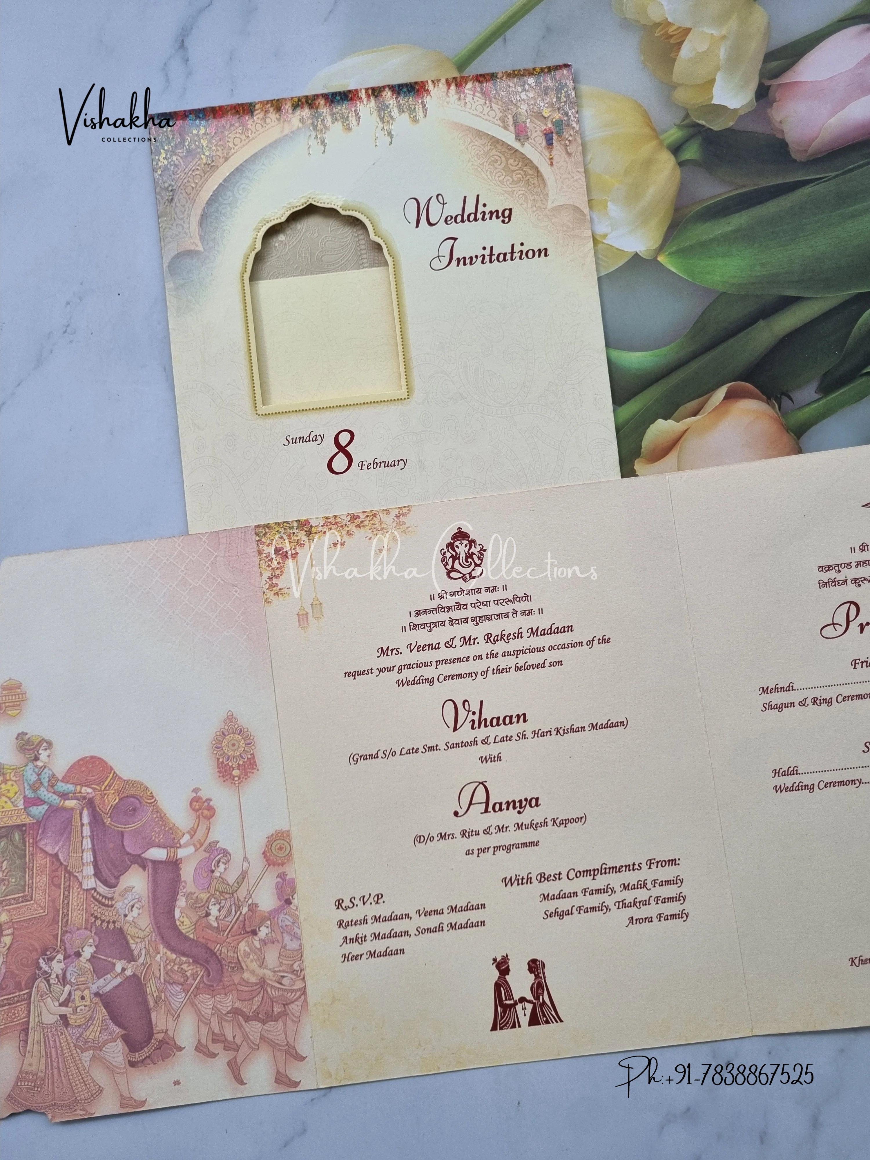 Dulah Dulhan Hindu Sikh invitation Cards EJ-5258 - Image 3