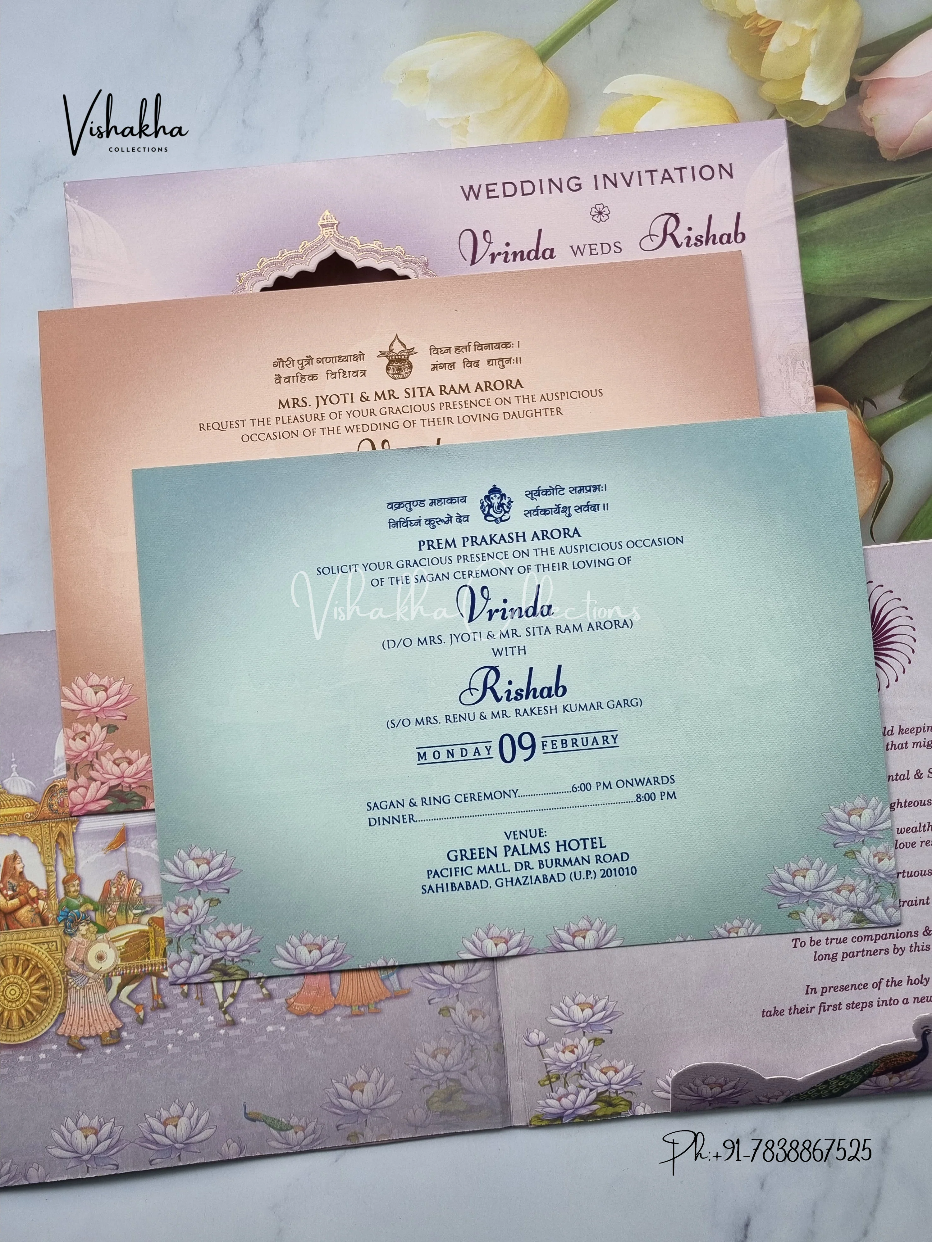 Dulah Dulhan Hindu Sikh Padded invitation Cards EJ-5056 - Image 3