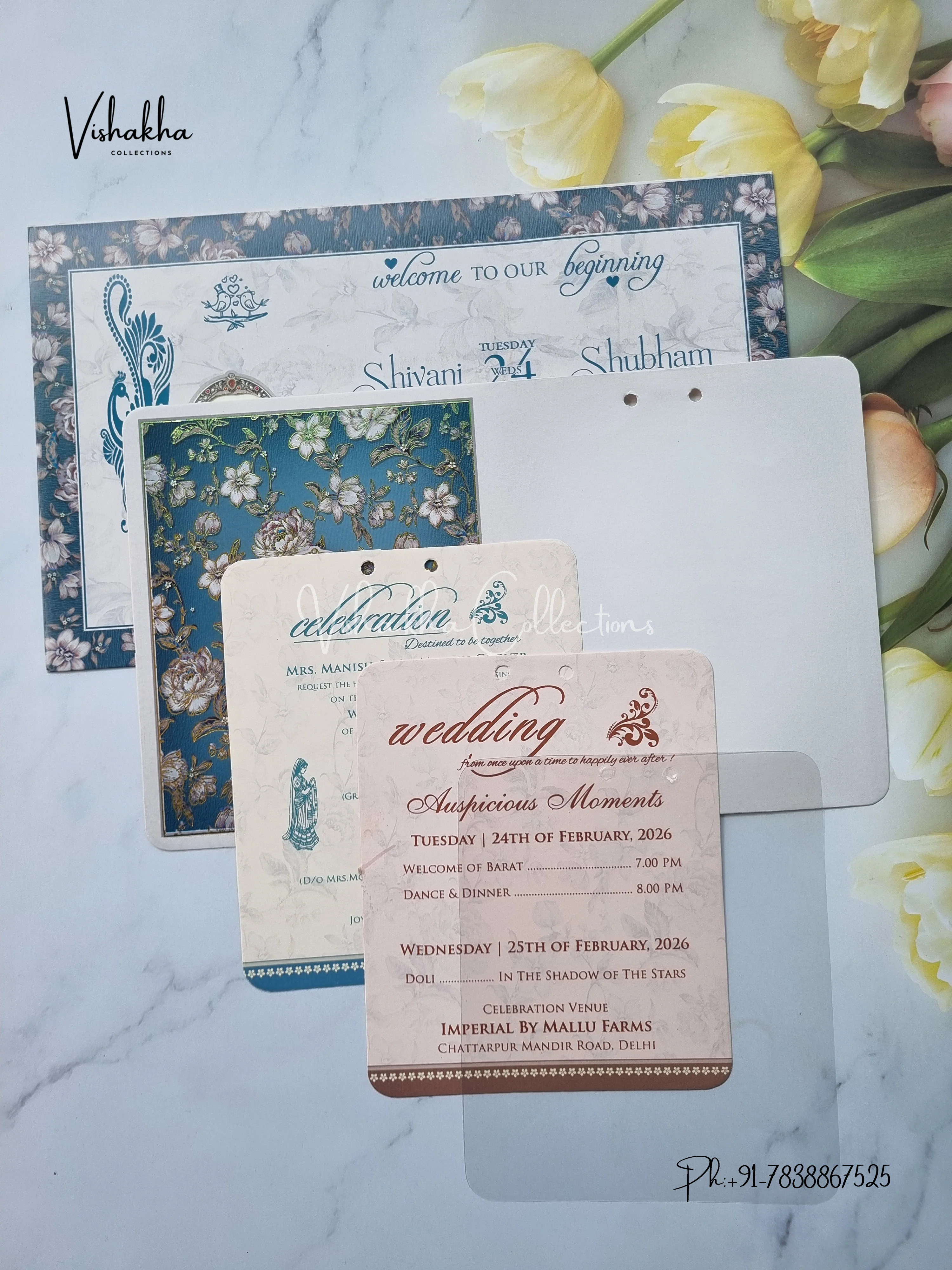 Flower Hindu Muslim Christian Sikh invitation Cards ATS-4210 - Image 3