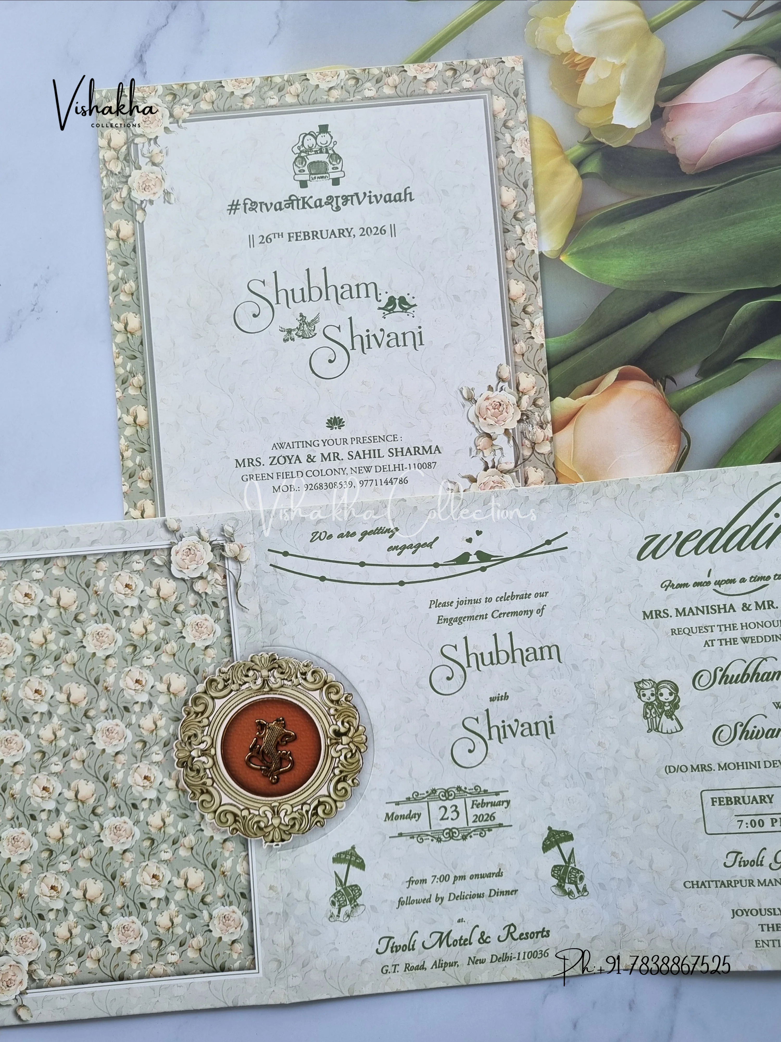 Flower Hindu Muslim Christian Sikh invitation Cards ATS-9222 - Image 3