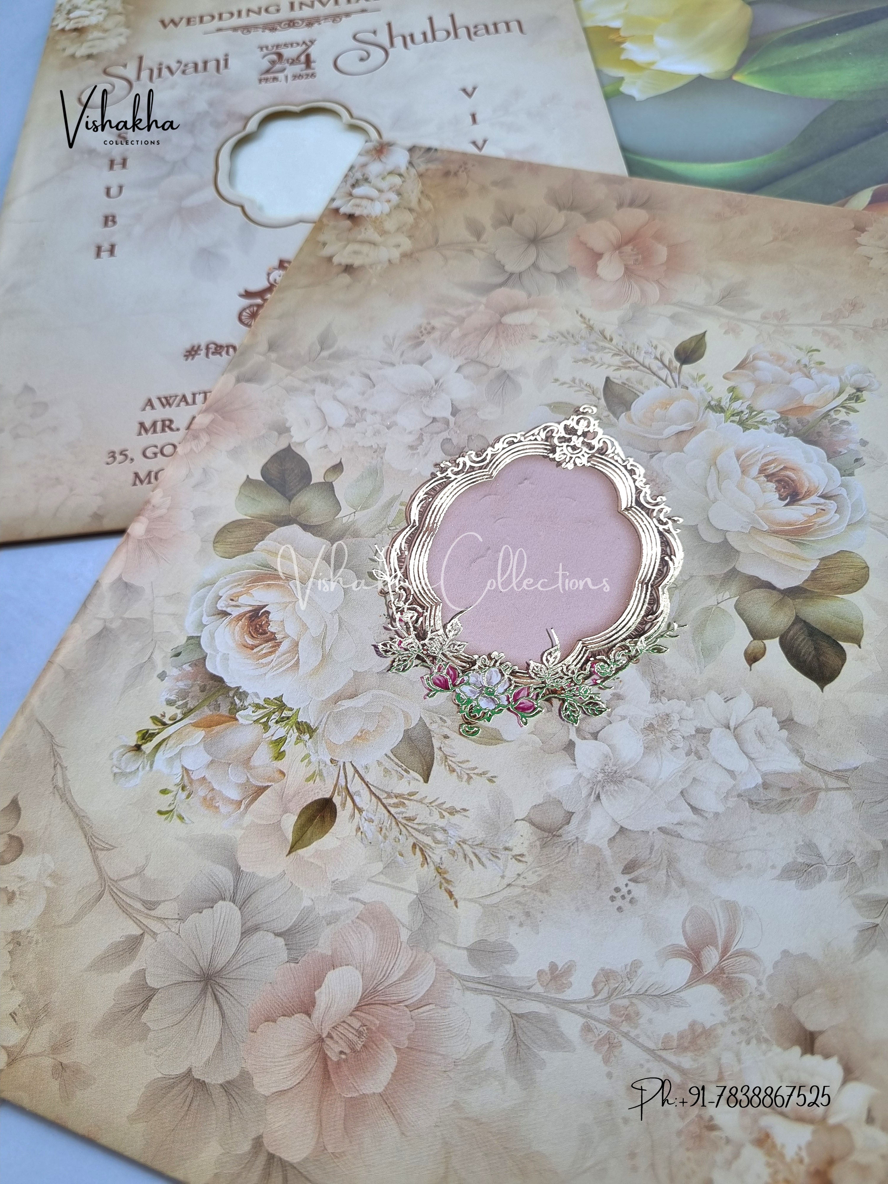 Flower Hindu Muslim Christian Sikh invitation Cards ATS-9255 - Image 2