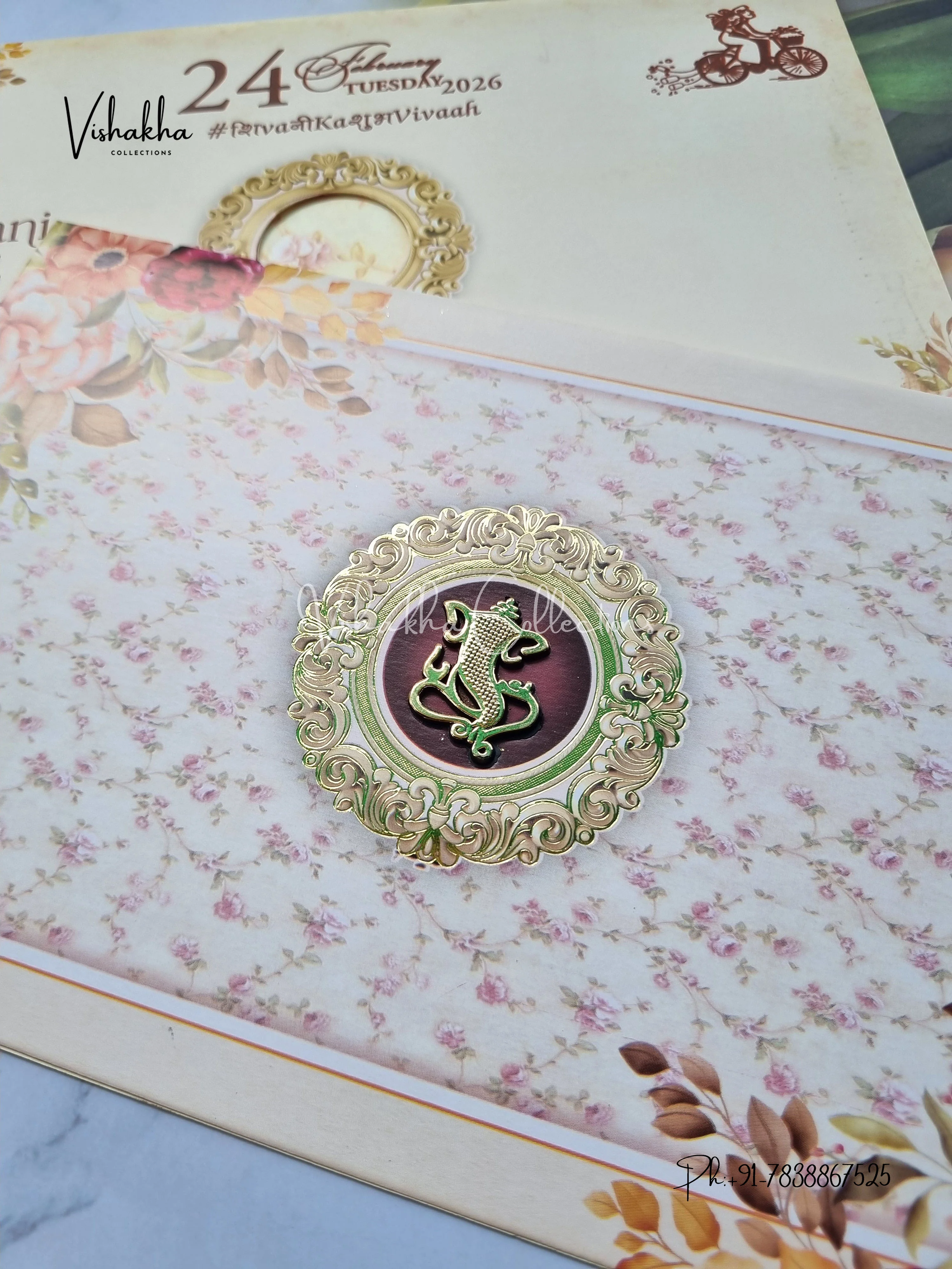 Flower Hindu Muslim Christian Sikh invitation Cards ATS-9277 - Image 2