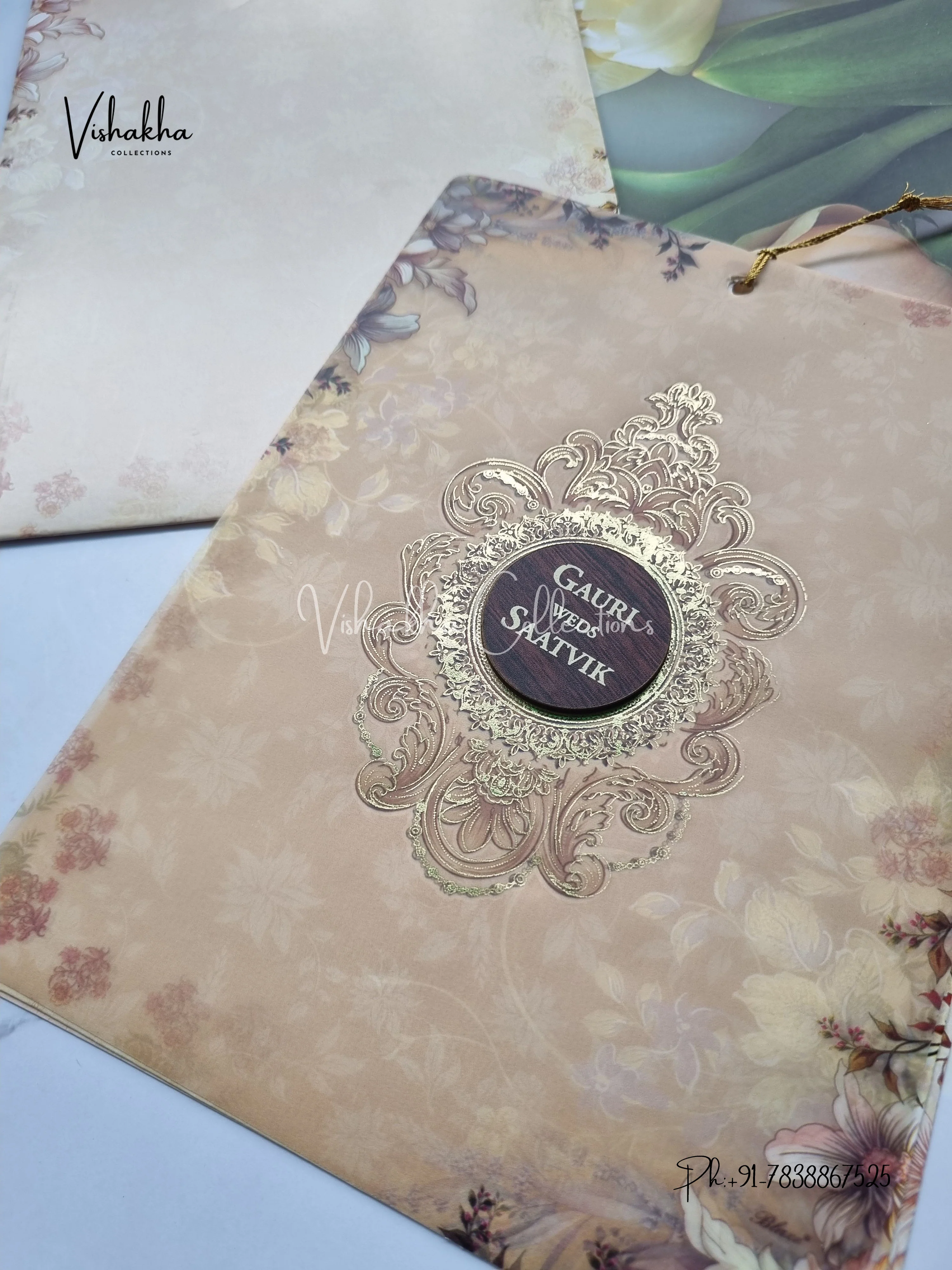 Flower Hindu Muslim Christian Sikh invitation Cards CR-5097 - Image 2