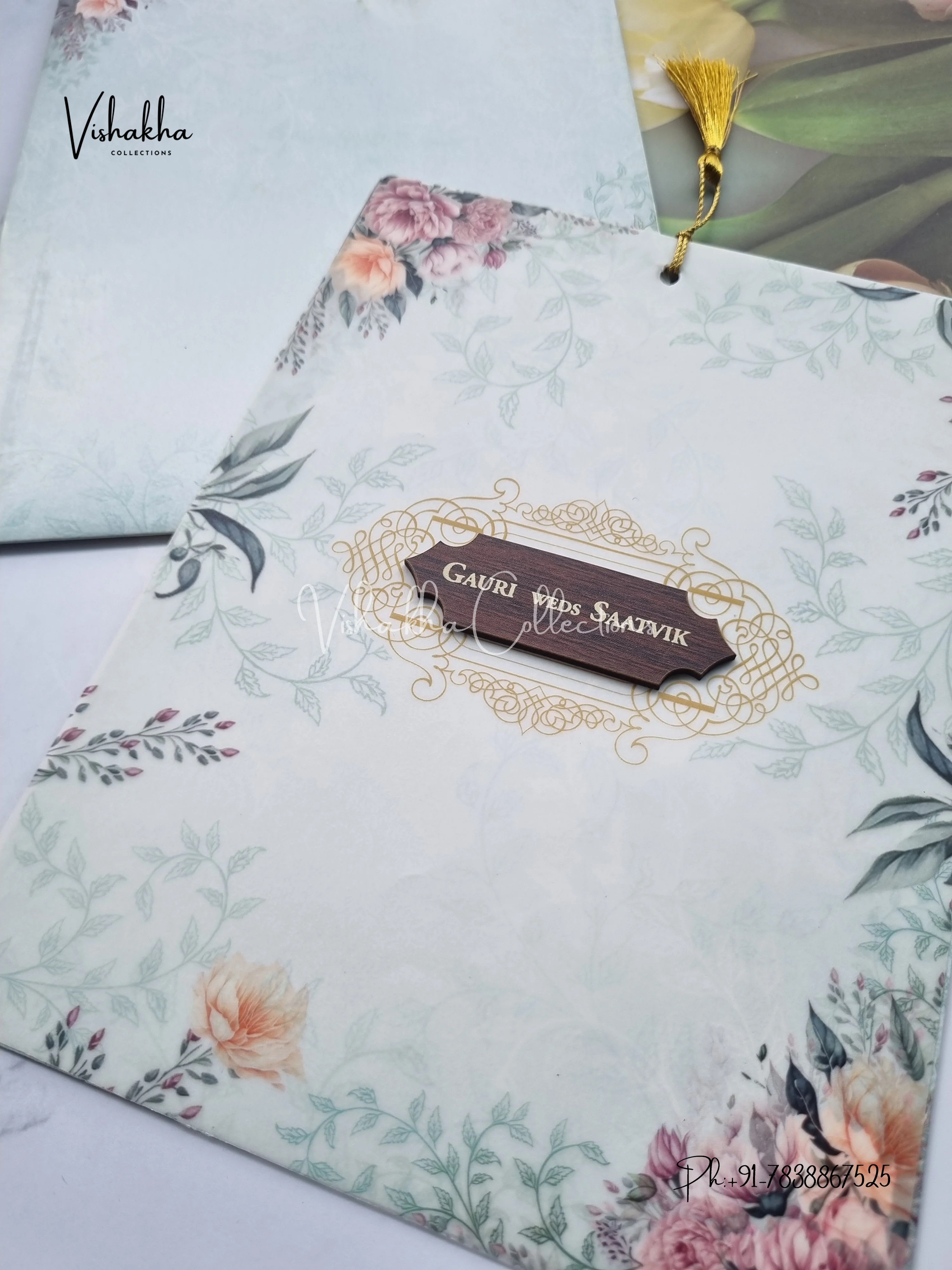 Flower Hindu Muslim Christian Sikh invitation Cards CR-7077 - Image 2