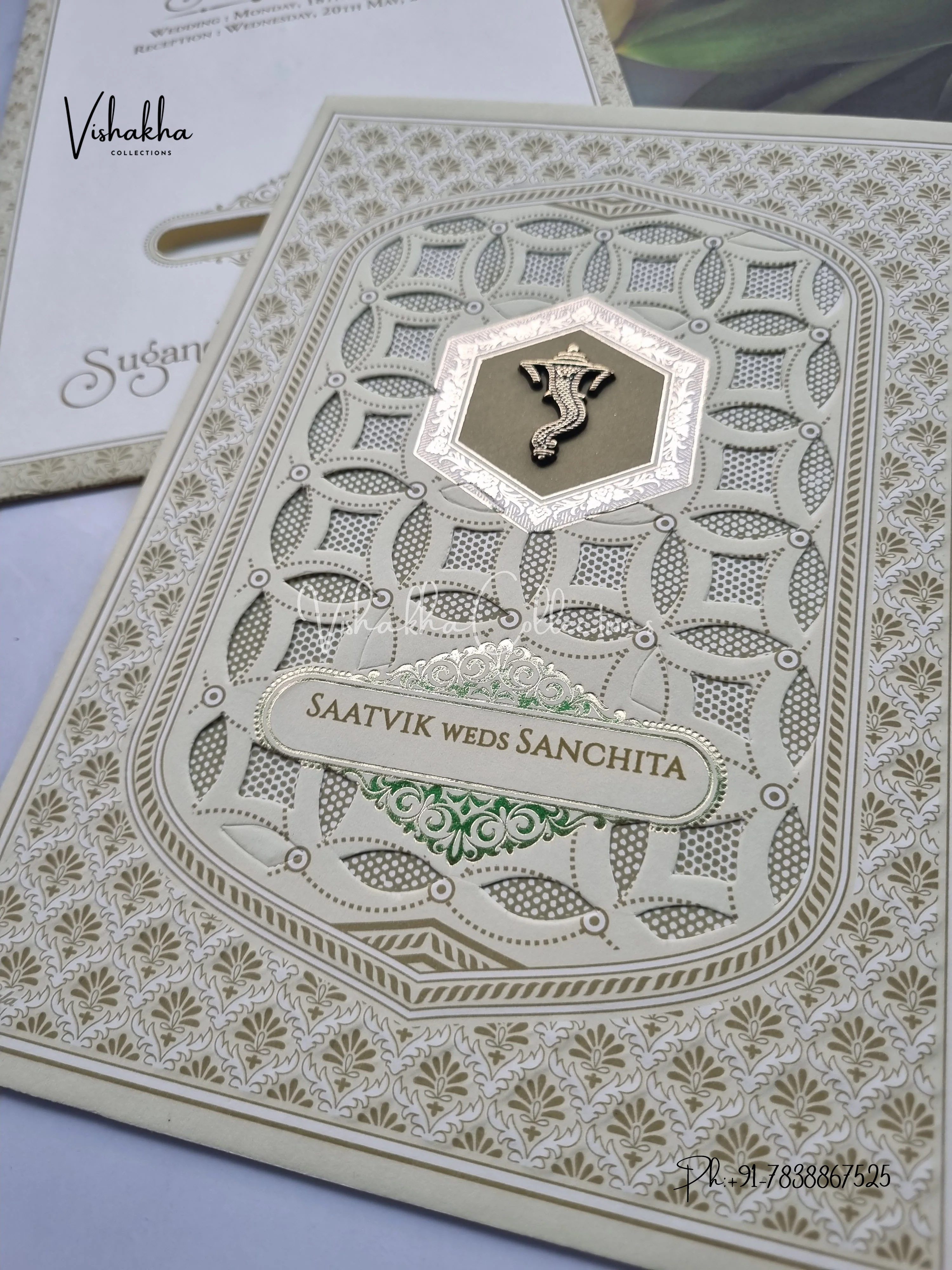 Flower Hindu Muslim Christian Sikh invitation Cards CR-8079P - Image 2
