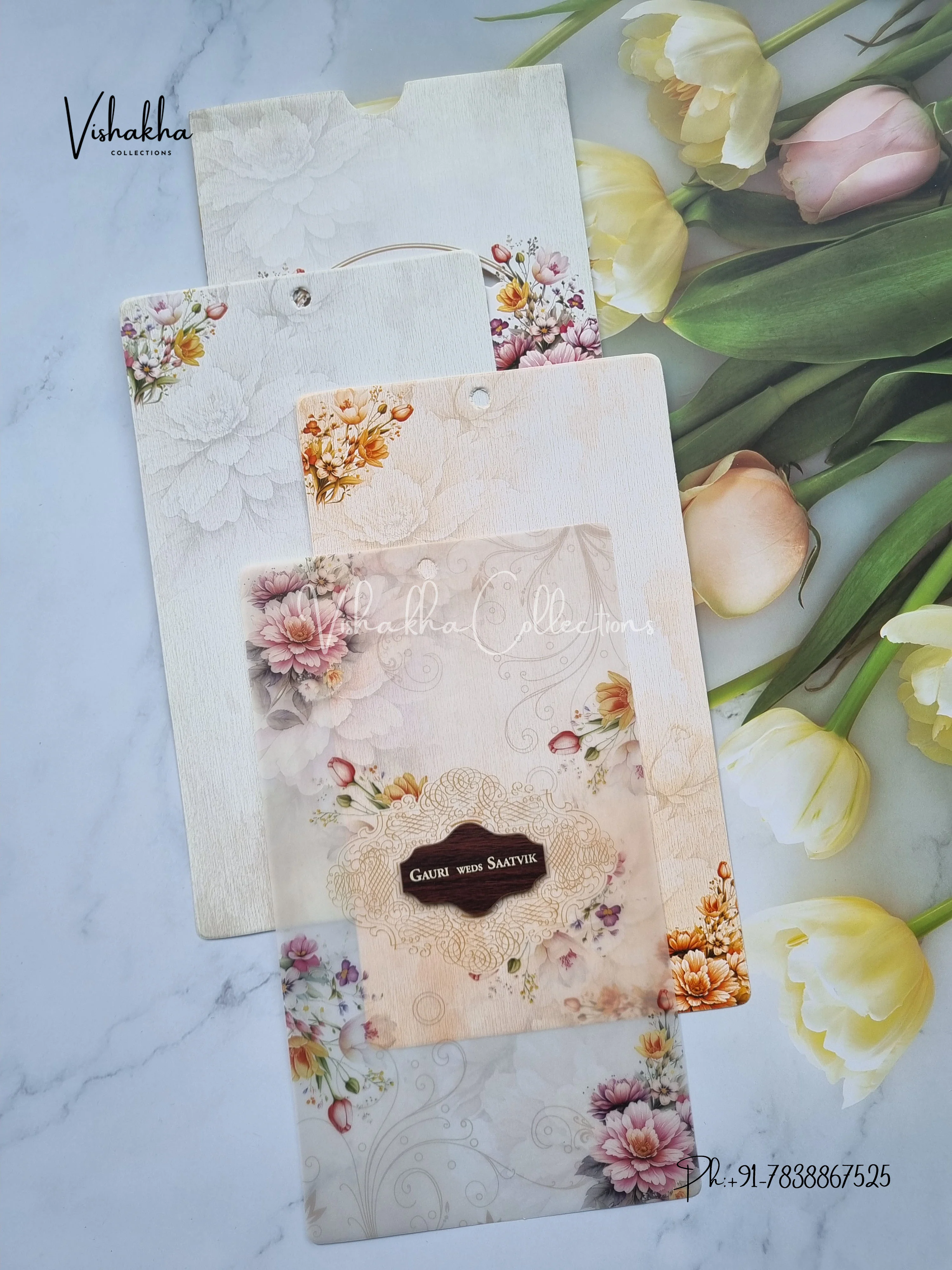 Flower Hindu Muslim Christian Sikh invitation Cards CR-UN001 - Image 3