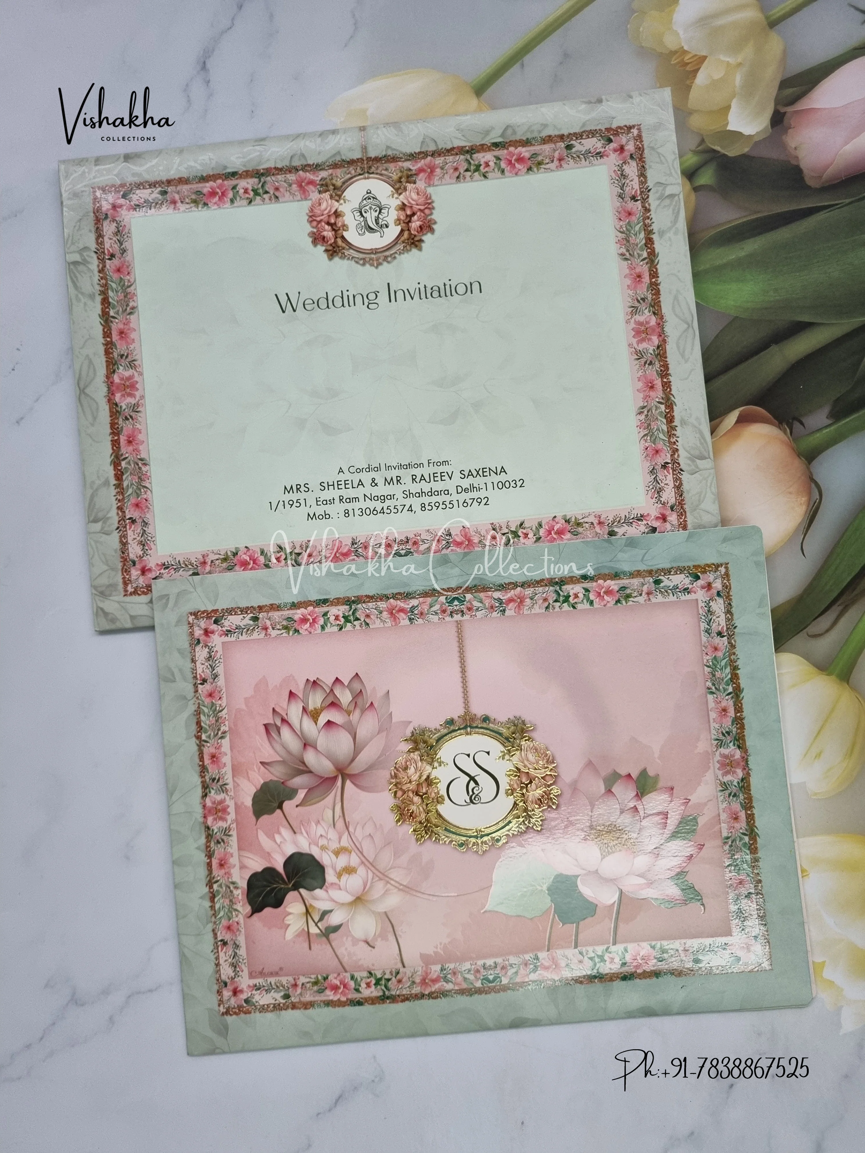 Flower Hindu Muslim Christian Sikh invitation Cards EJ-5262