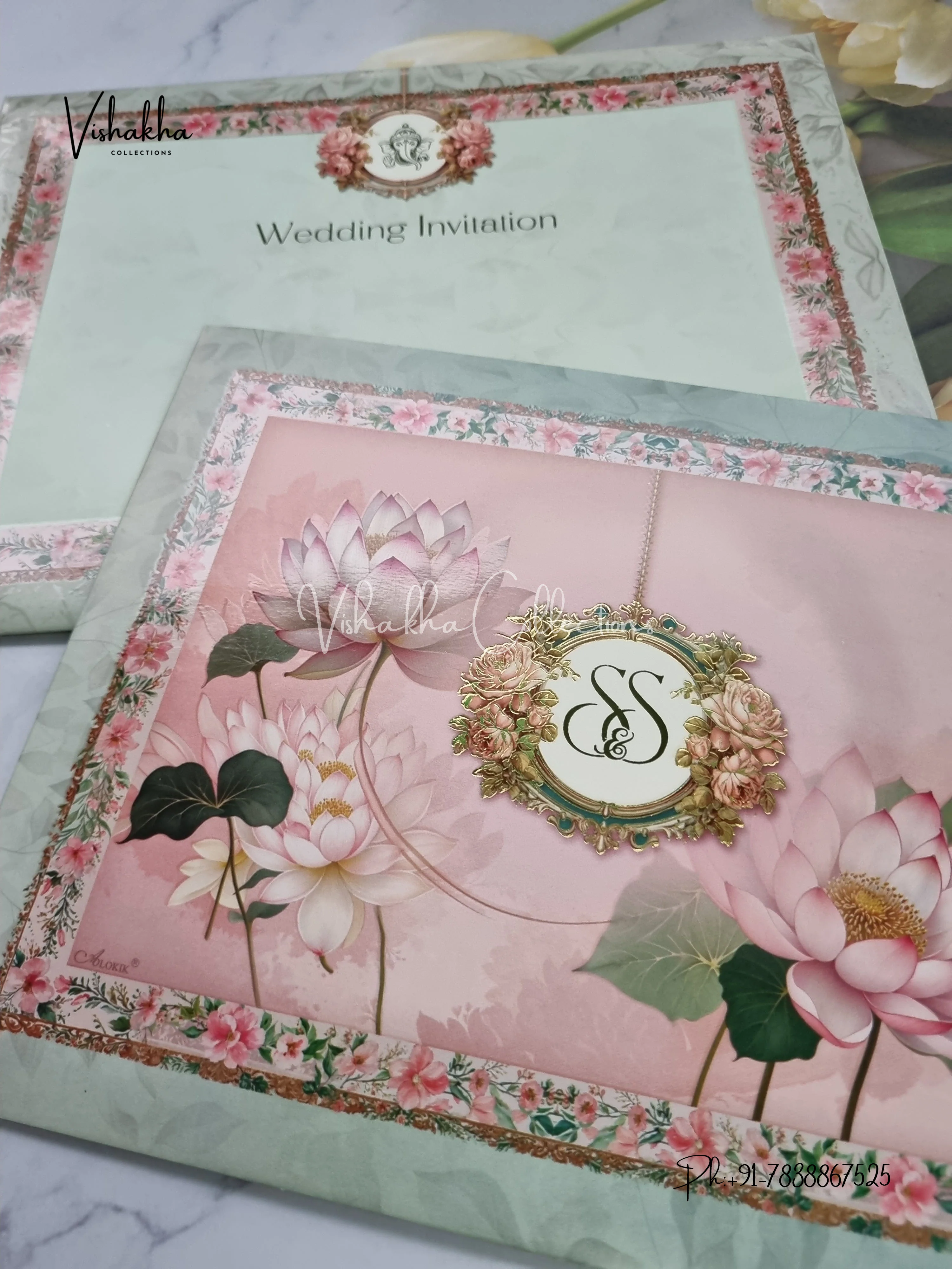 Flower Hindu Muslim Christian Sikh invitation Cards EJ-5262 - Image 2