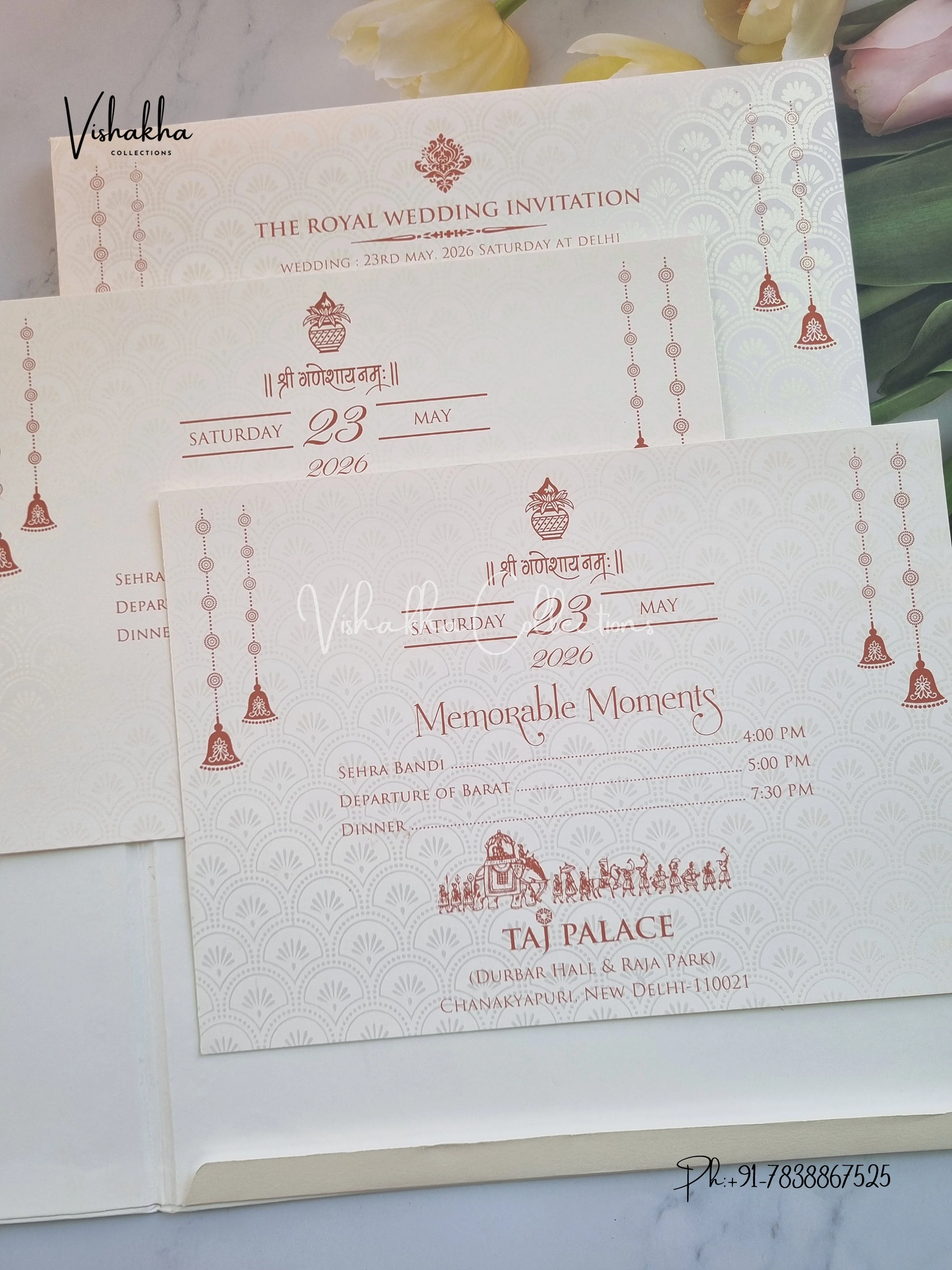 Ganesh Ji Double Door Hindu Sikh Padded invitation Cards CR-711 - Image 3