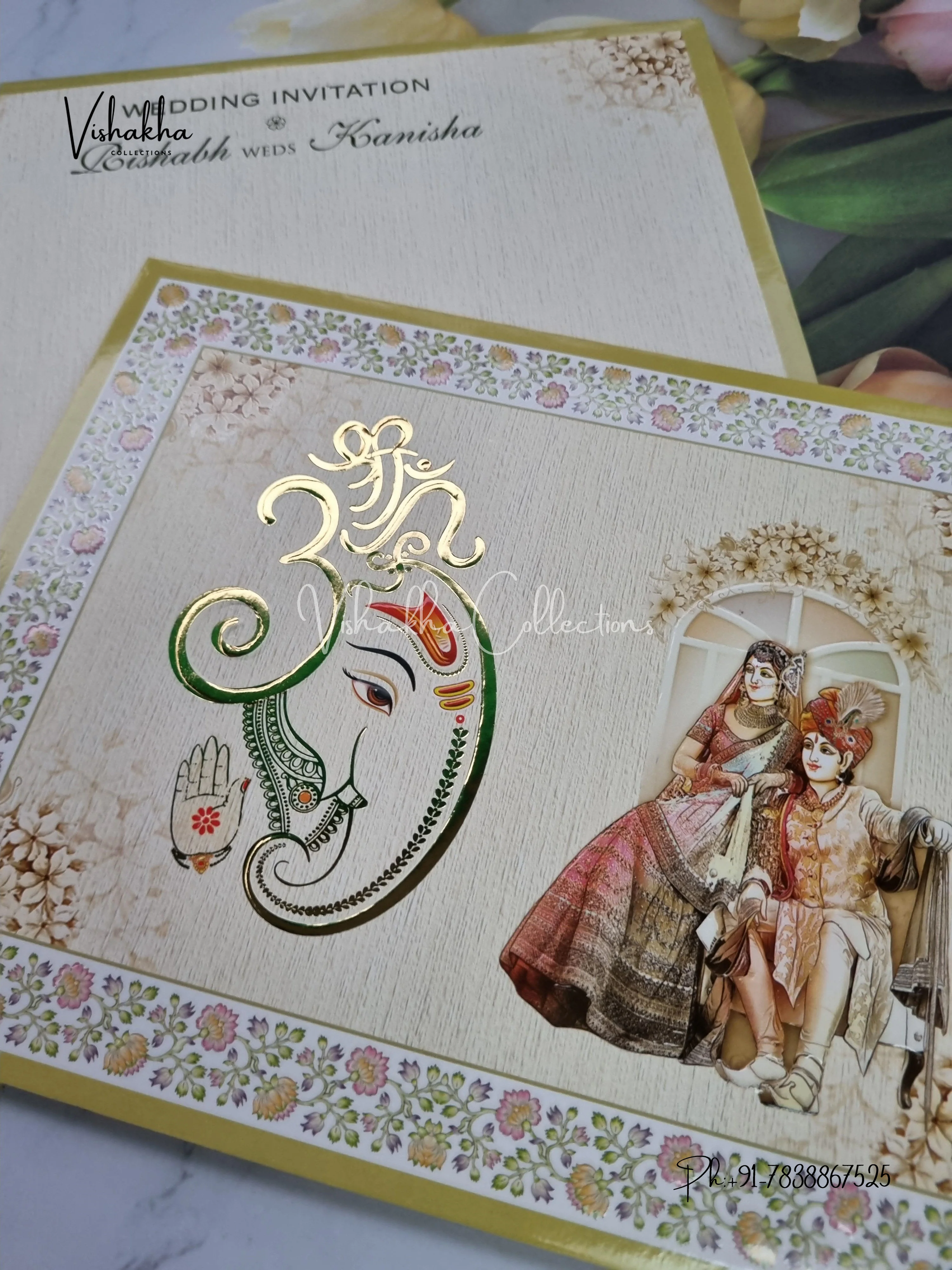 Ganesh Ji Dulah Dulhan Hindu invitation Cards EJ-5091 - Image 2