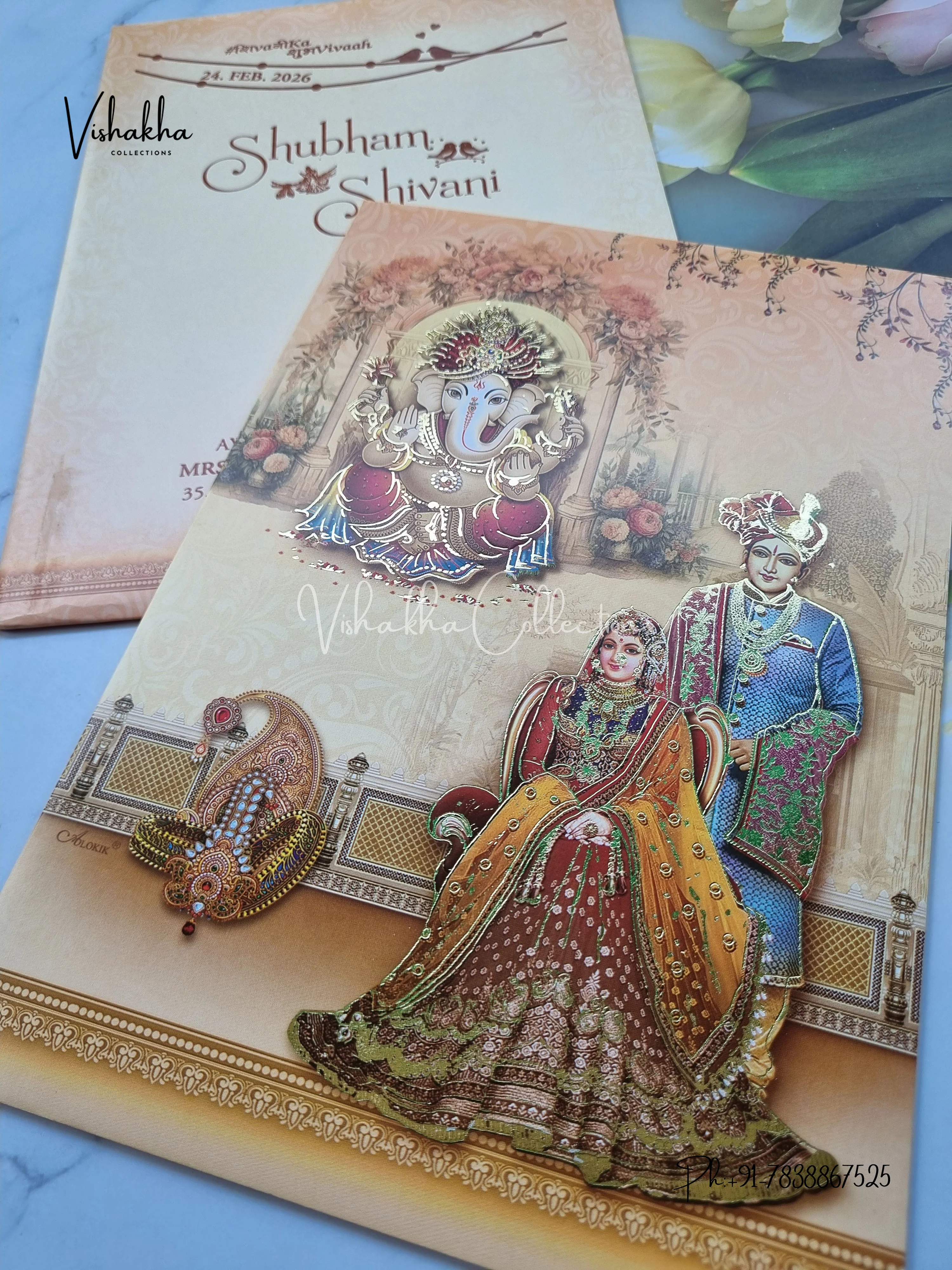 Ganesh Ji Dulah Dulhan Hindu Sikh invitation Cards ATS-9233 - Image 2