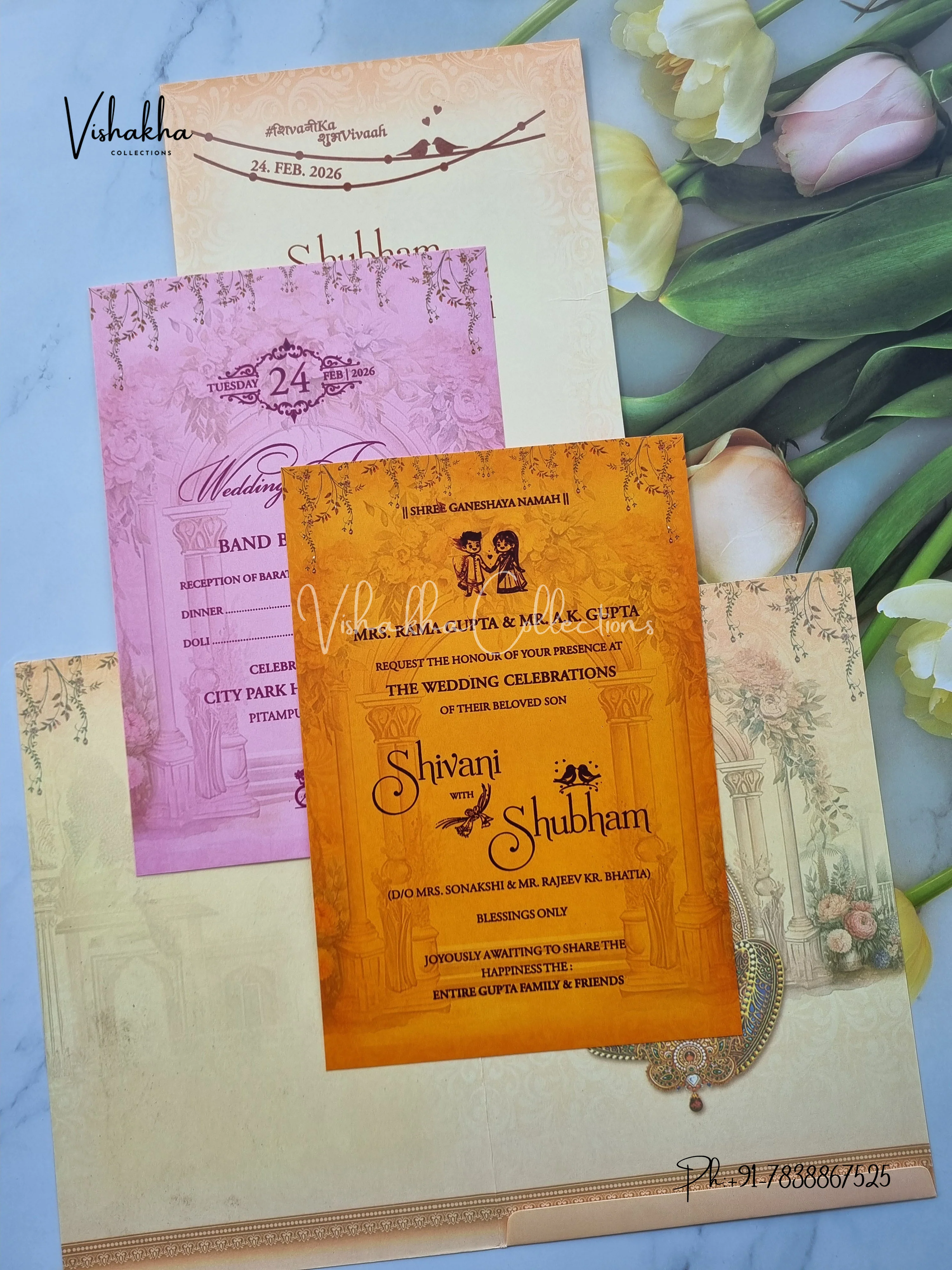 Ganesh Ji Dulah Dulhan Hindu Sikh invitation Cards ATS-9233 - Image 3