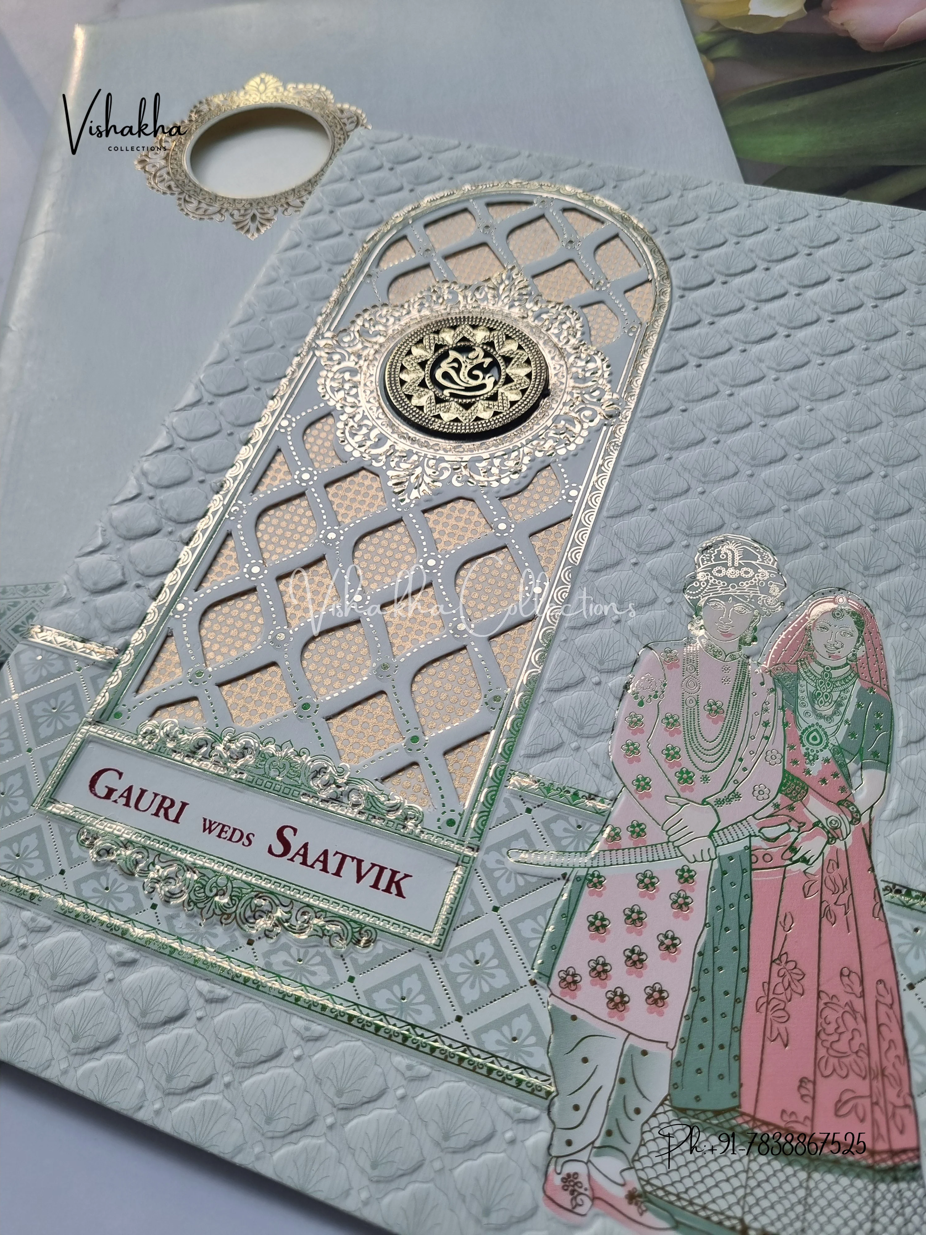 Ganesh Ji Dulah Dulhan Hindu Sikh invitation Cards CR-8058 - Image 2