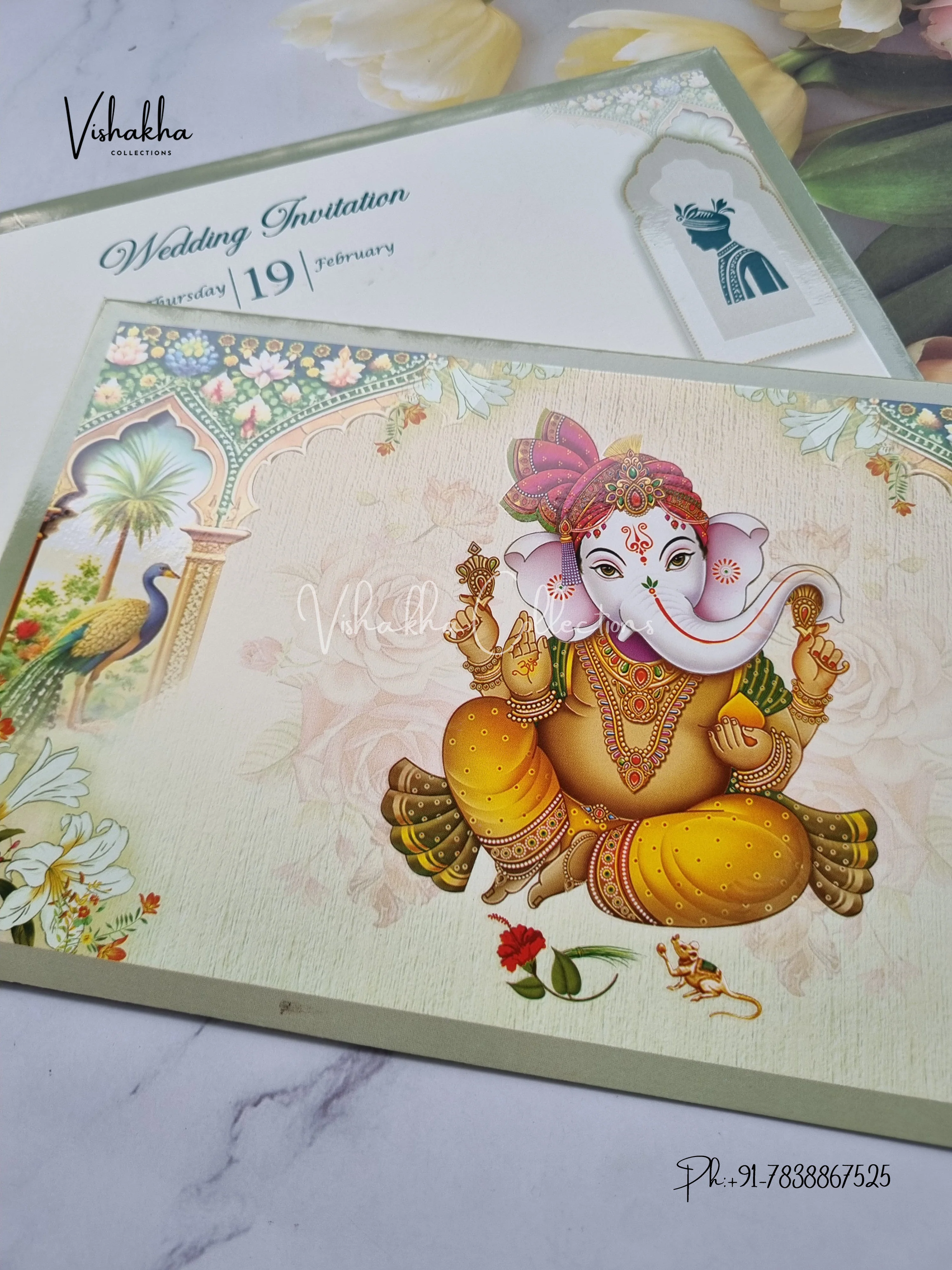 Ganesh Ji Hindu invitation Cards EJ-5255 - Image 2