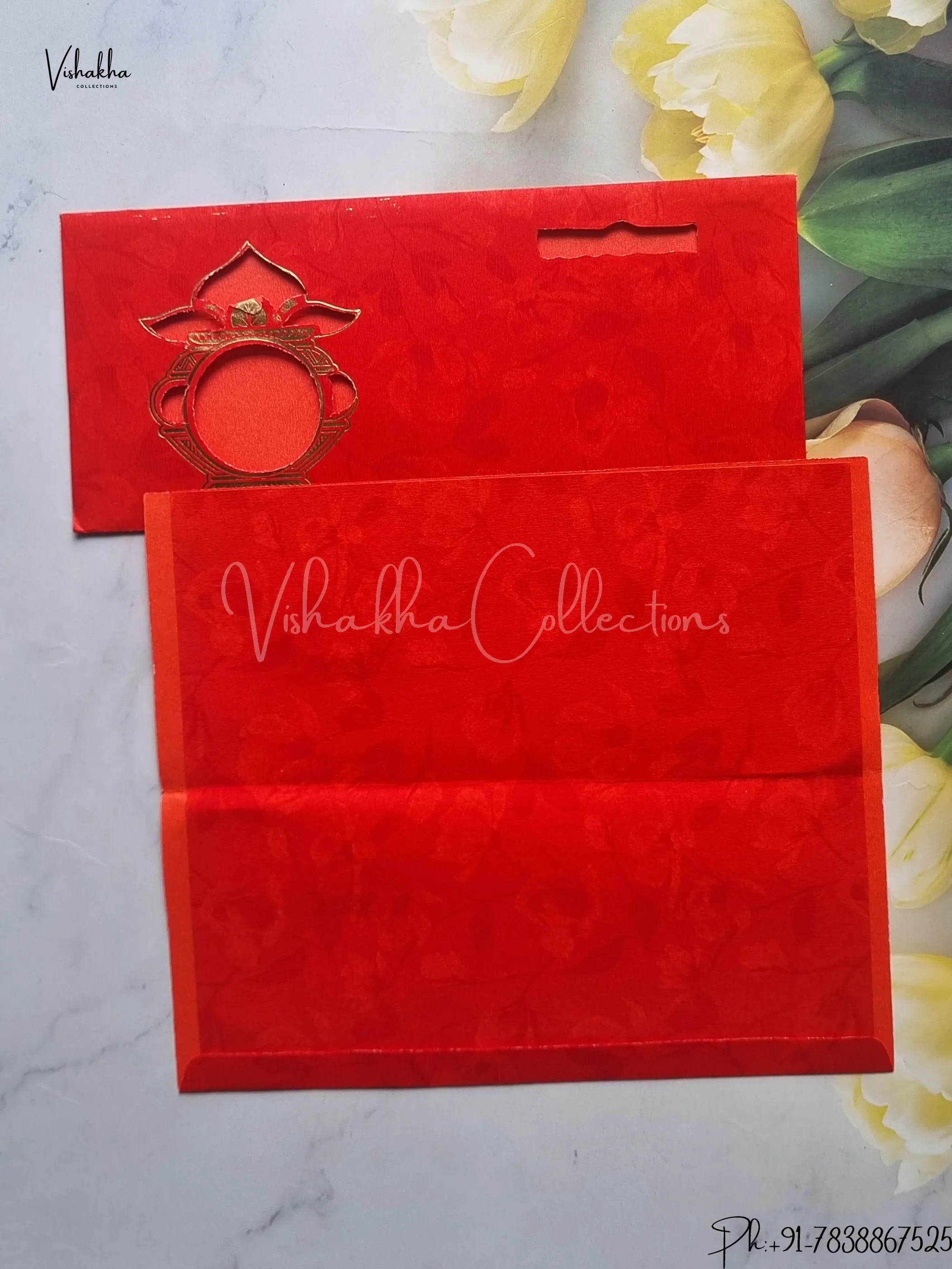 Ganesh Ji Hindu Red Colored wedding invitation Cards GS-61 - Image 2