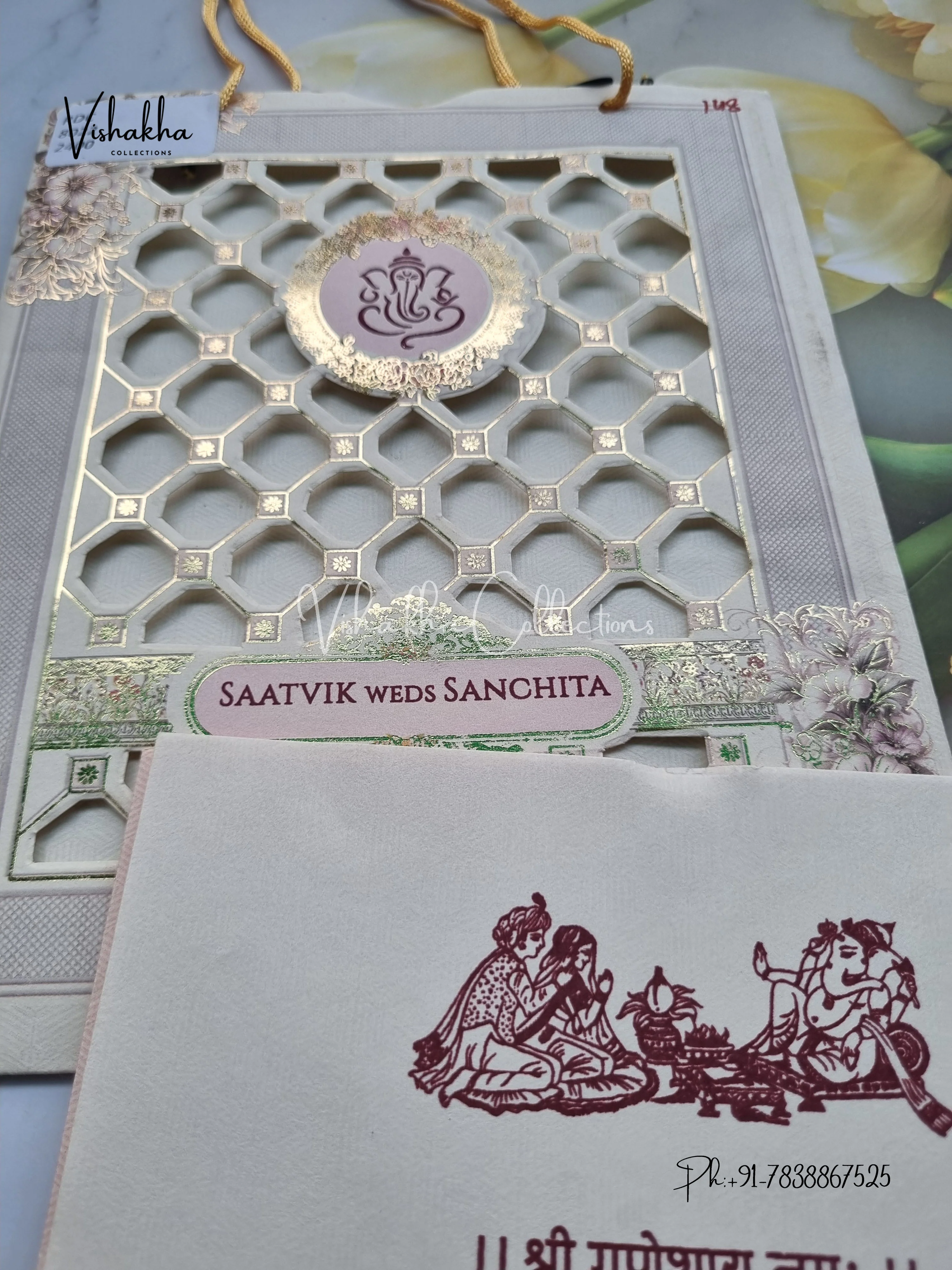 Ganesh Ji Hindu Sikh Carry Bag invitation Cards CR-8022 - Image 2