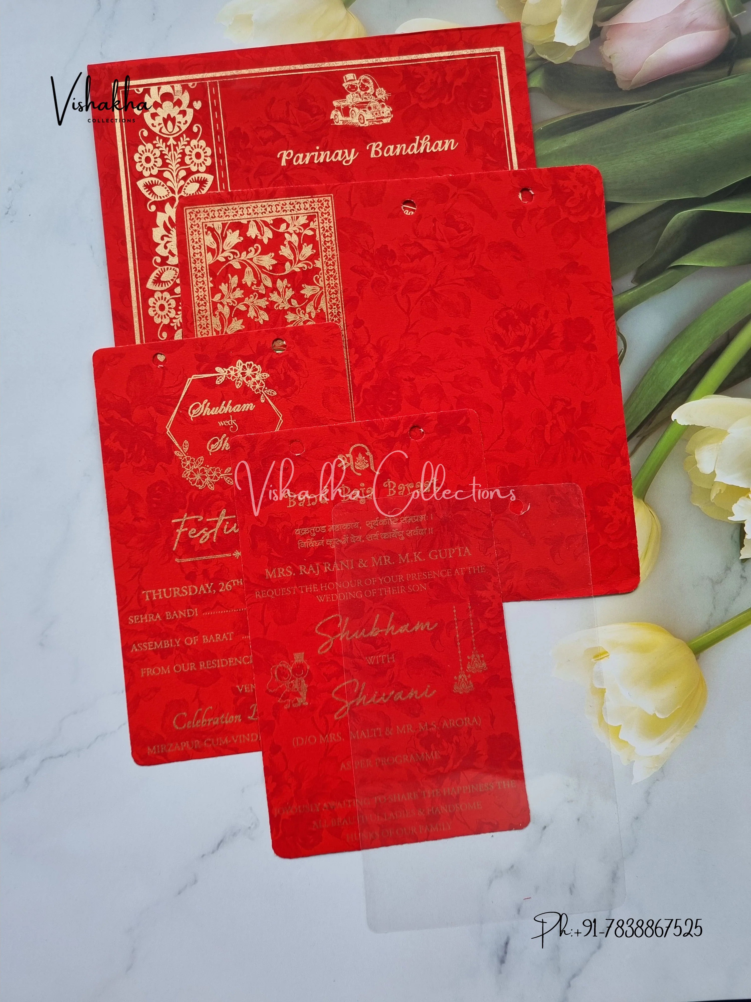 Ganesh Ji Hindu Sikh invitation Cards ATS-1560RED - Image 3