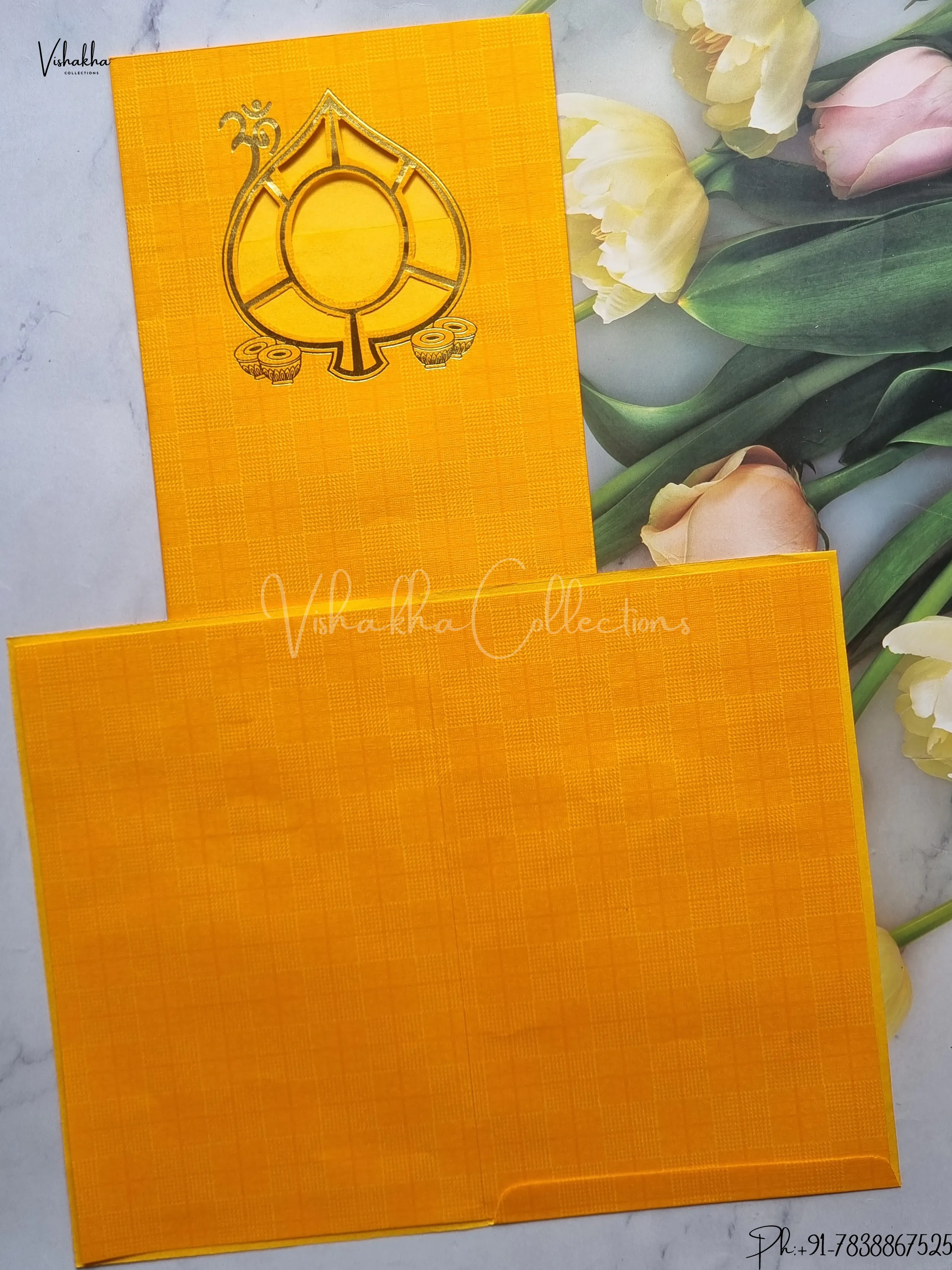 Ganesh Ji Hindu Yellow Colored wedding invitation Cards GS-17 - Image 2