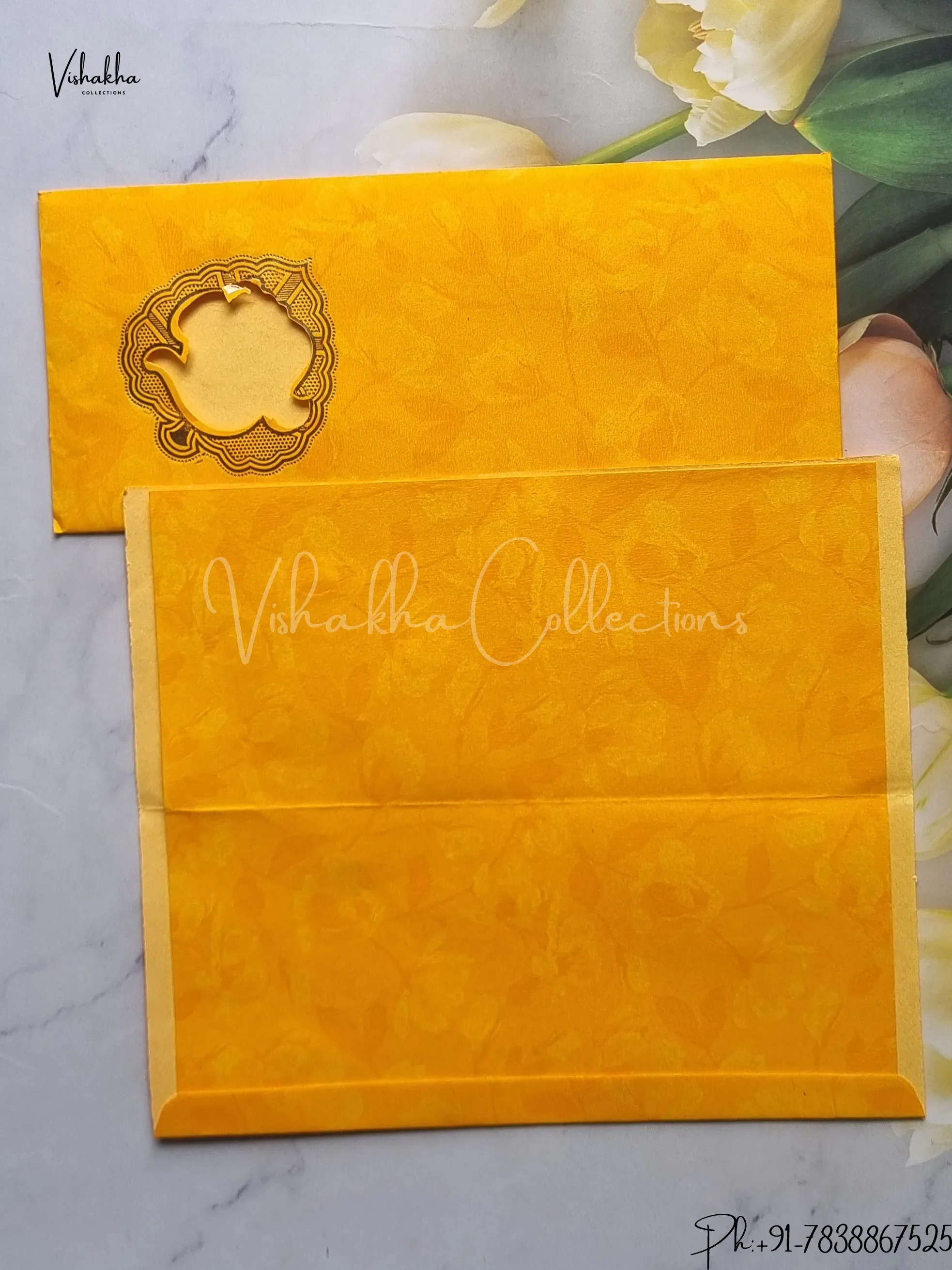Ganesh Ji Hindu Yellow Colored wedding invitation Cards GS-62 - Image 2
