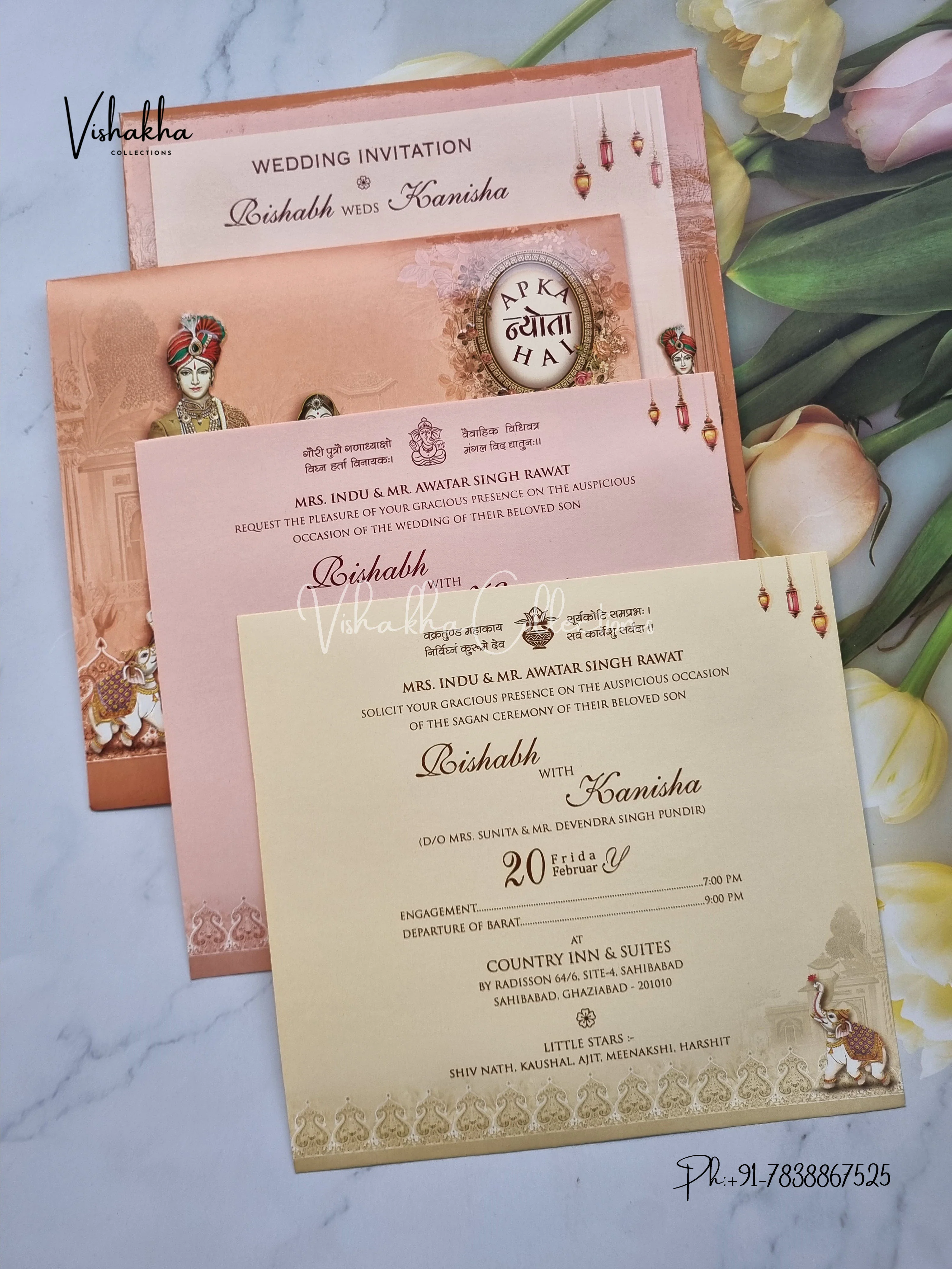 Hathi Dulah Dulhan Hindu invitation Cards EJ-5089 - Image 3
