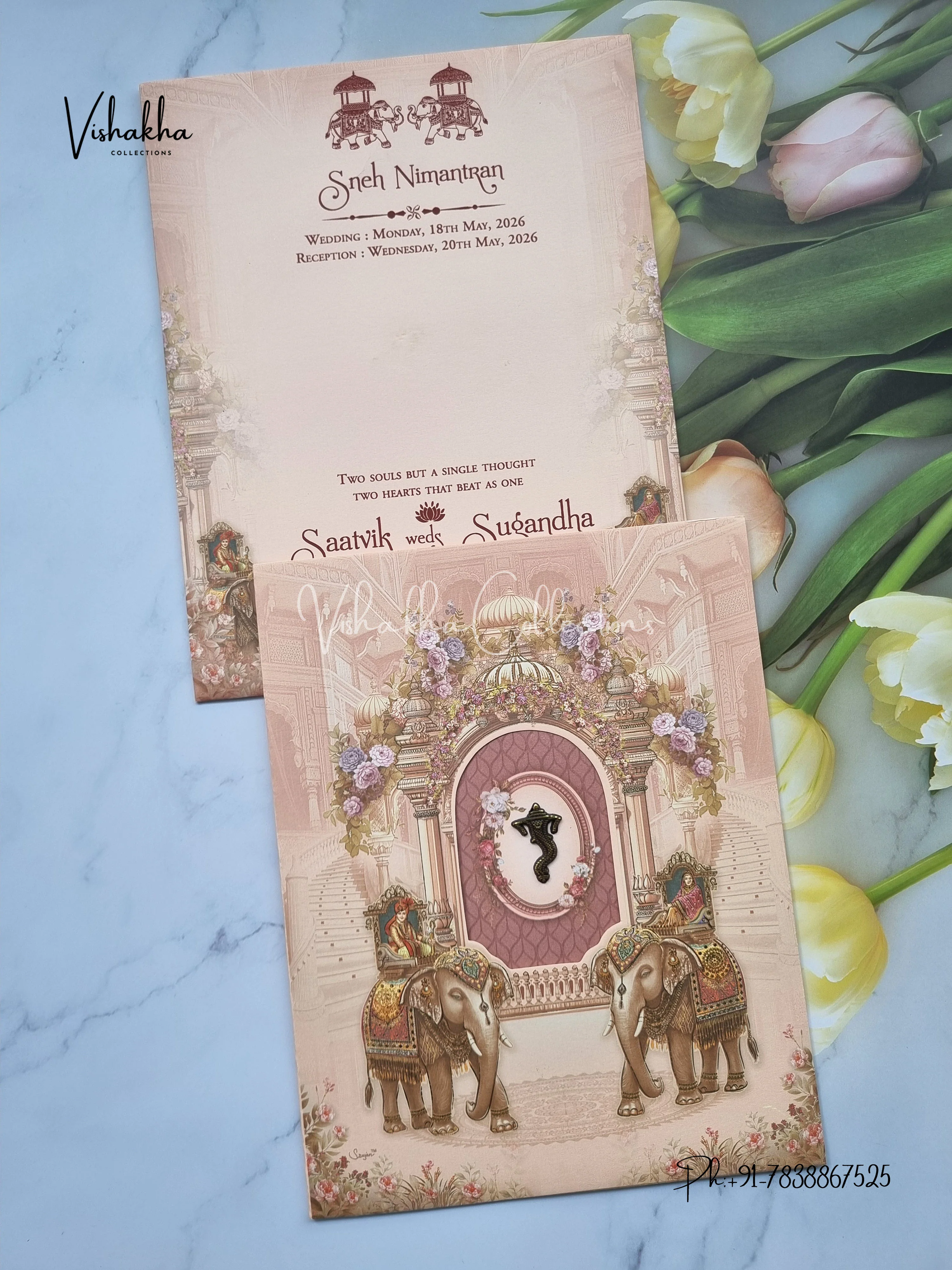 Hathi Dulah Dulhan Hindu Sikh invitation Cards CR-7030