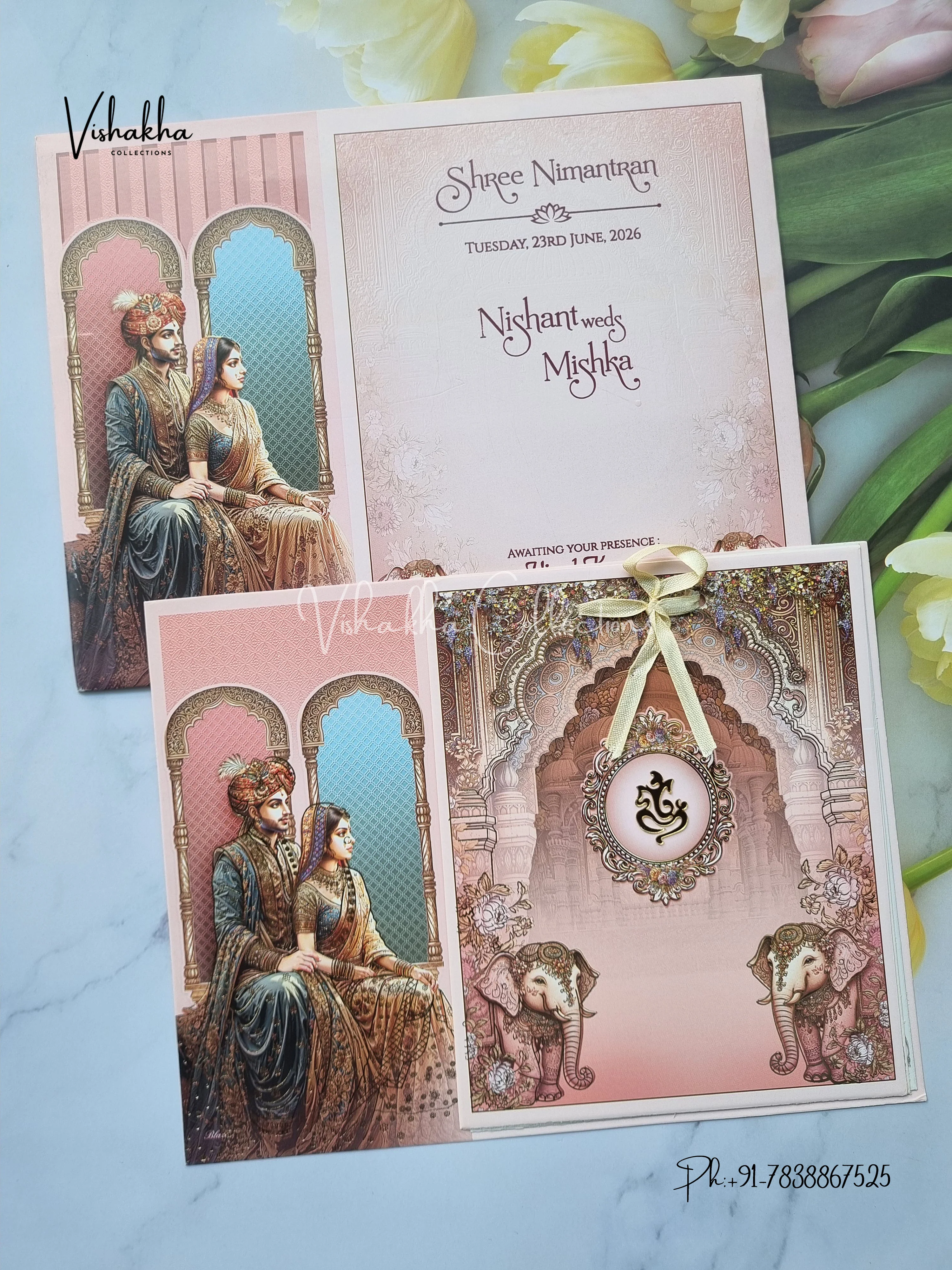 Hathi Dulah Dulhan Hindu Sikh invitation Cards CR-8039