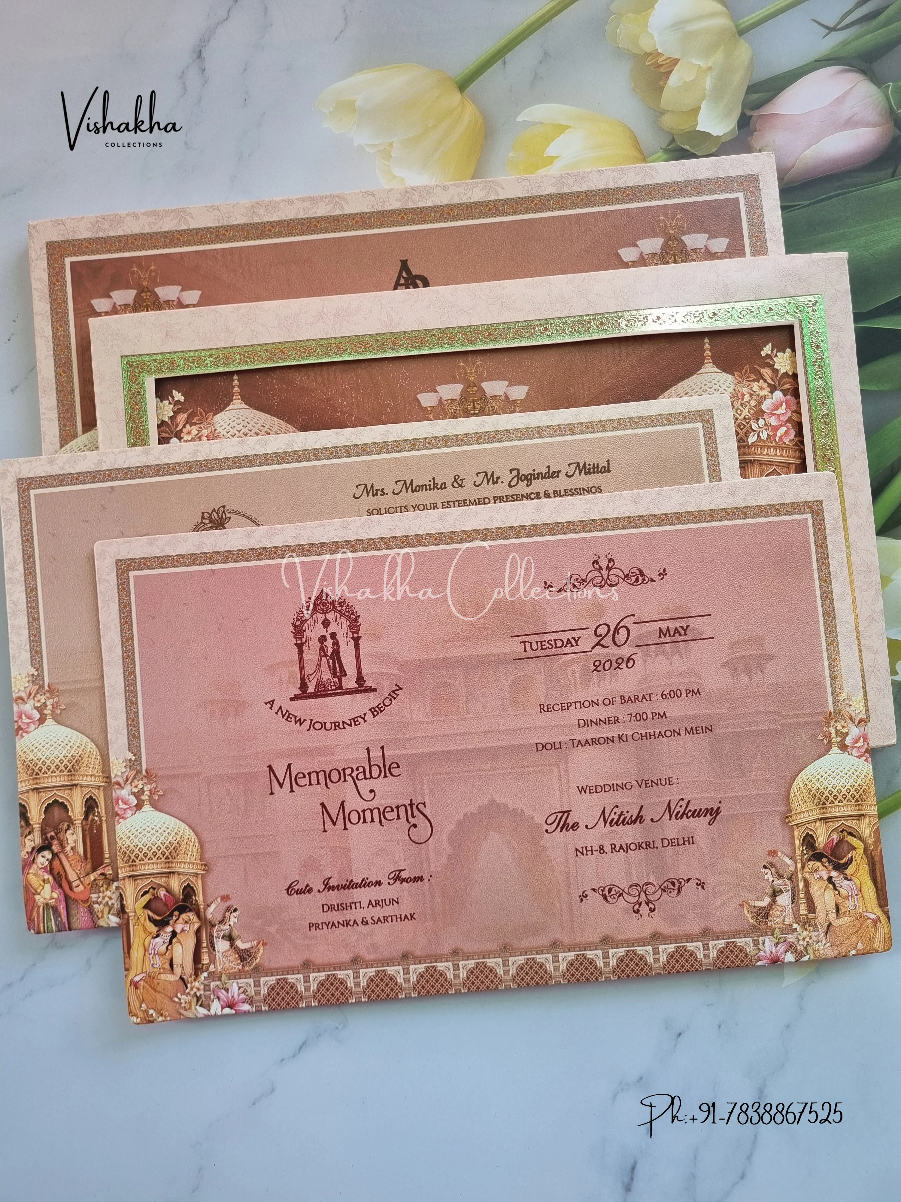Hathi Dulah Dulhan Hindu Sikh Padded invitation Cards CR-7089 - Image 3