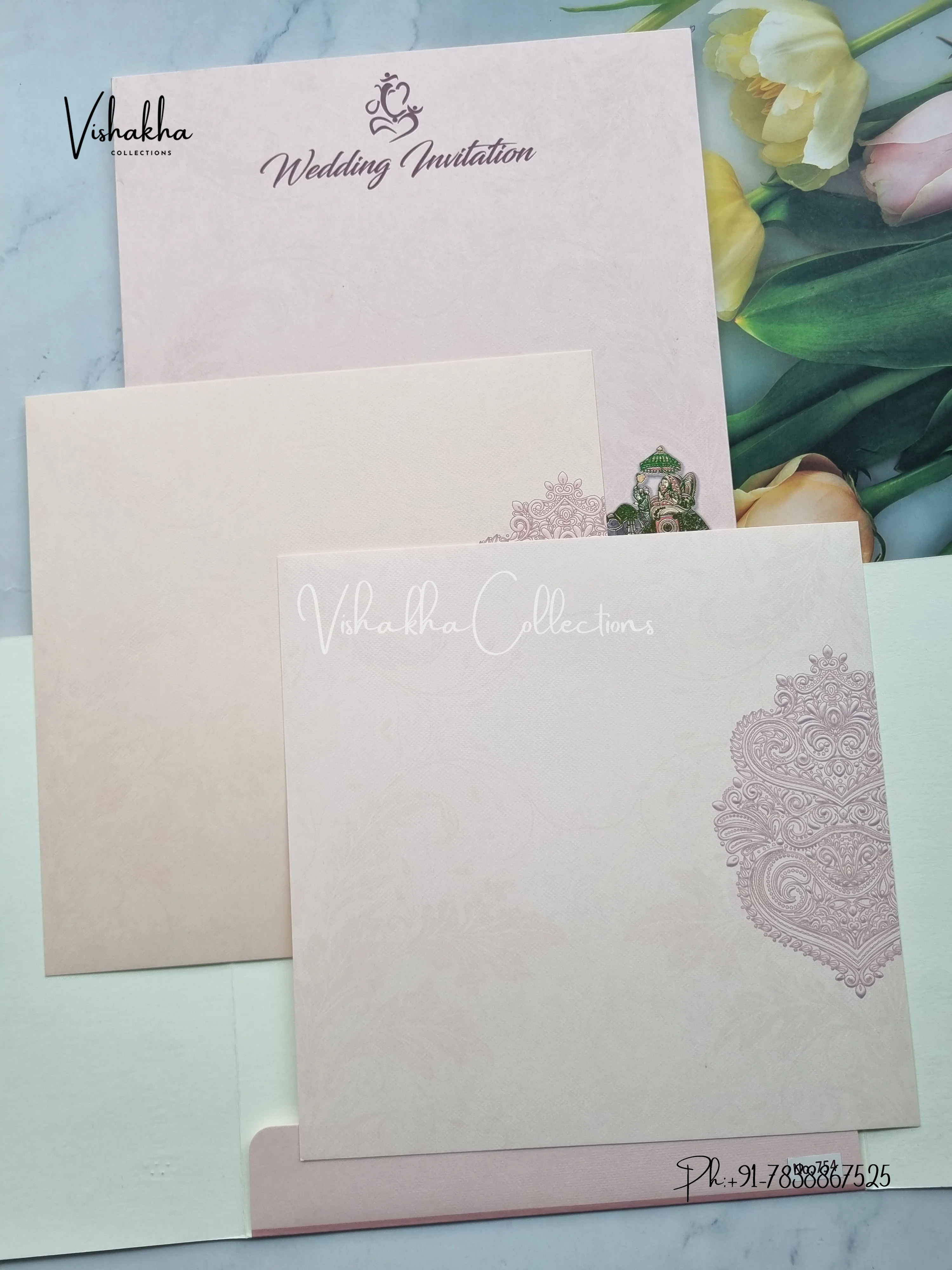 Hathi Hindu Sikh Colored invitation Cards LN-754 - Image 3