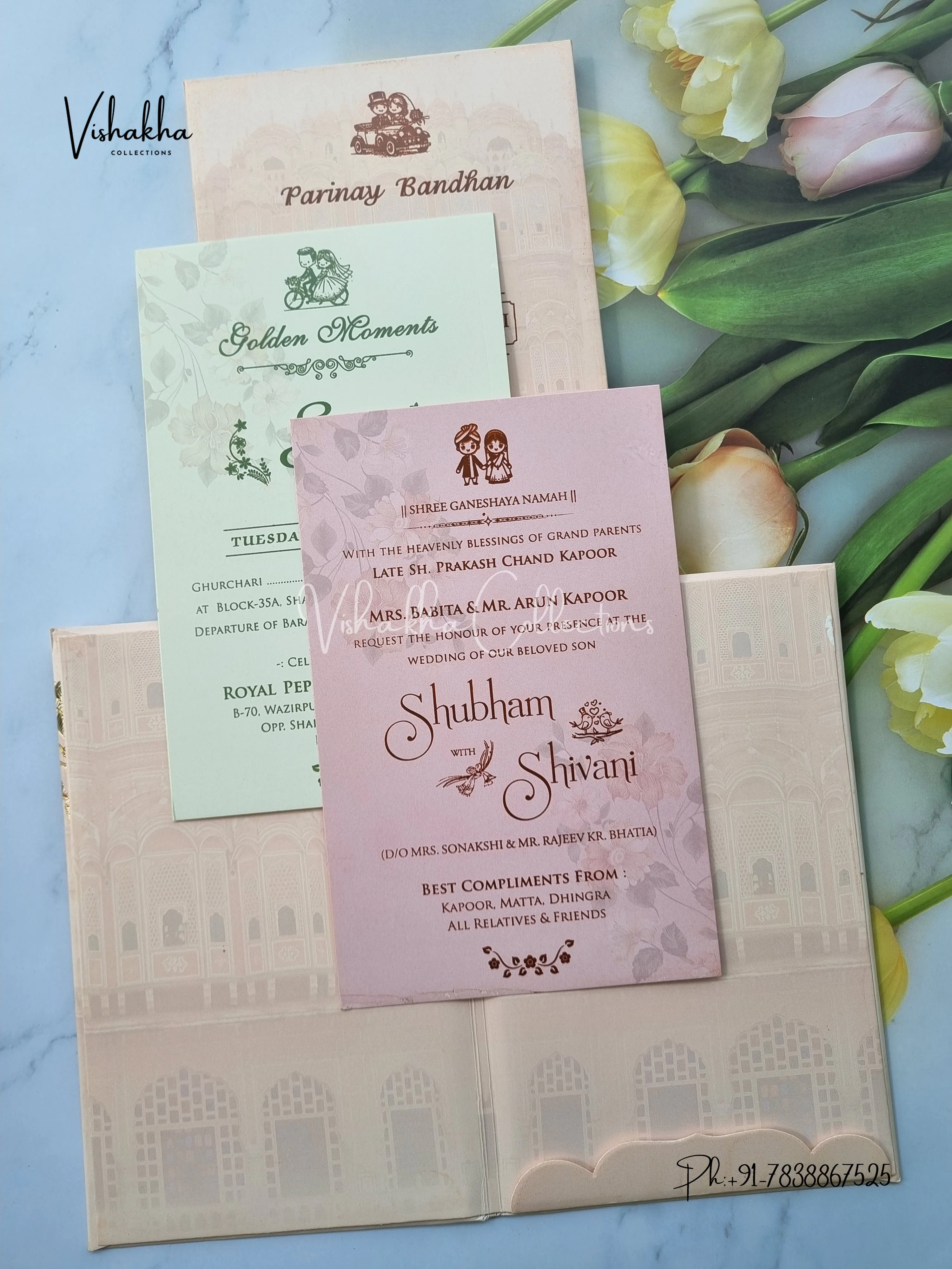 Hathi Hindu Sikh Padded invitation Cards ATS-201 - Image 3