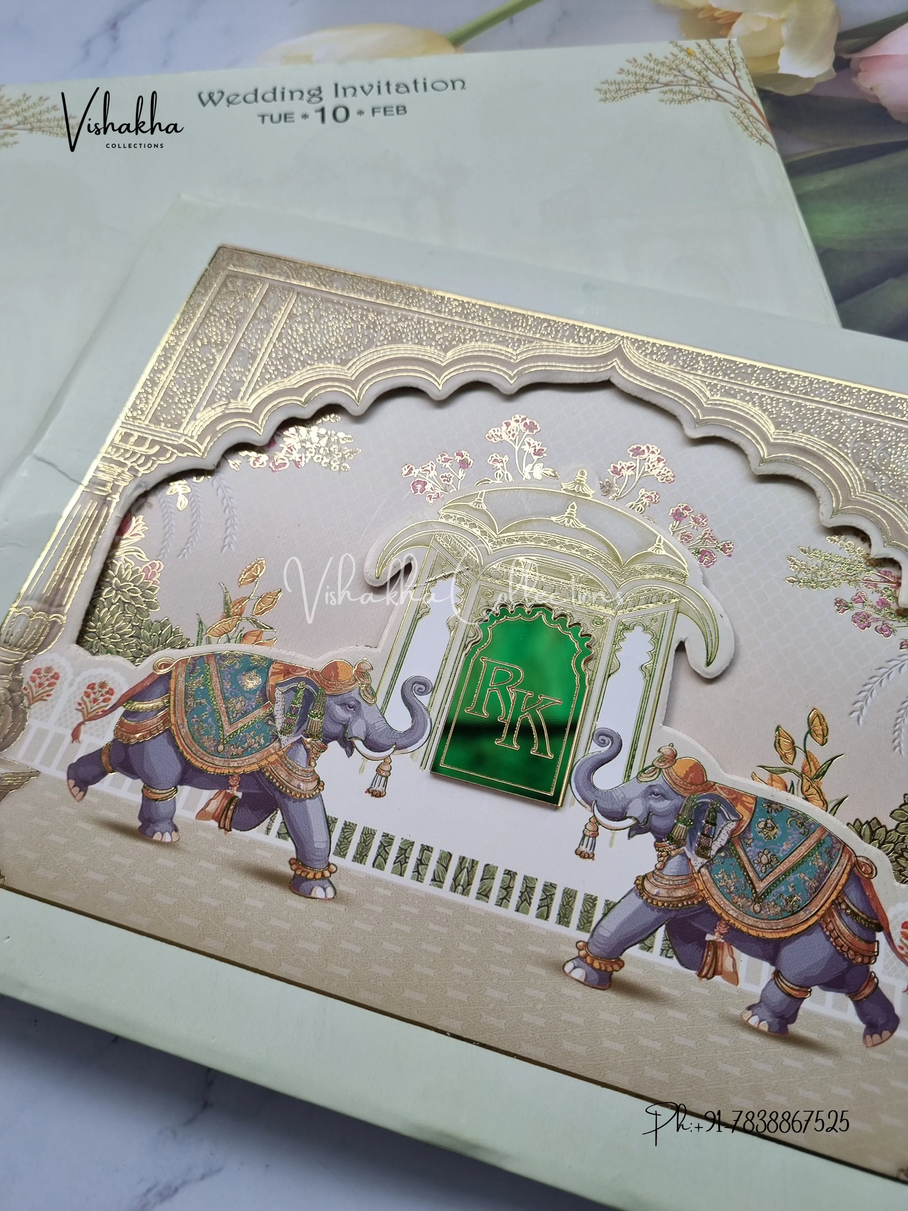 Hathi Hindu Sikh Padded invitation Cards EJ-5010 - Image 2