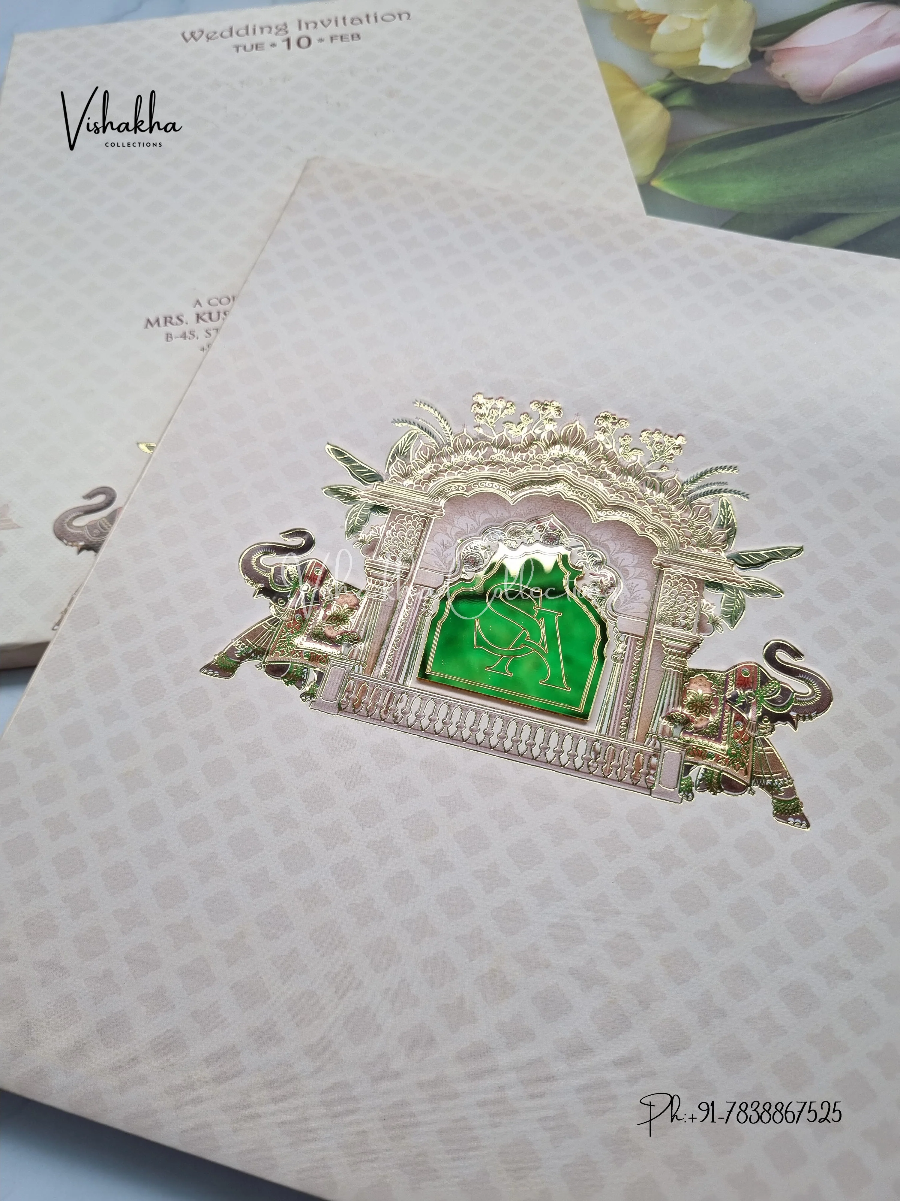 Hathi Hindu Sikh Padded invitation Cards EJ-5012 - Image 2