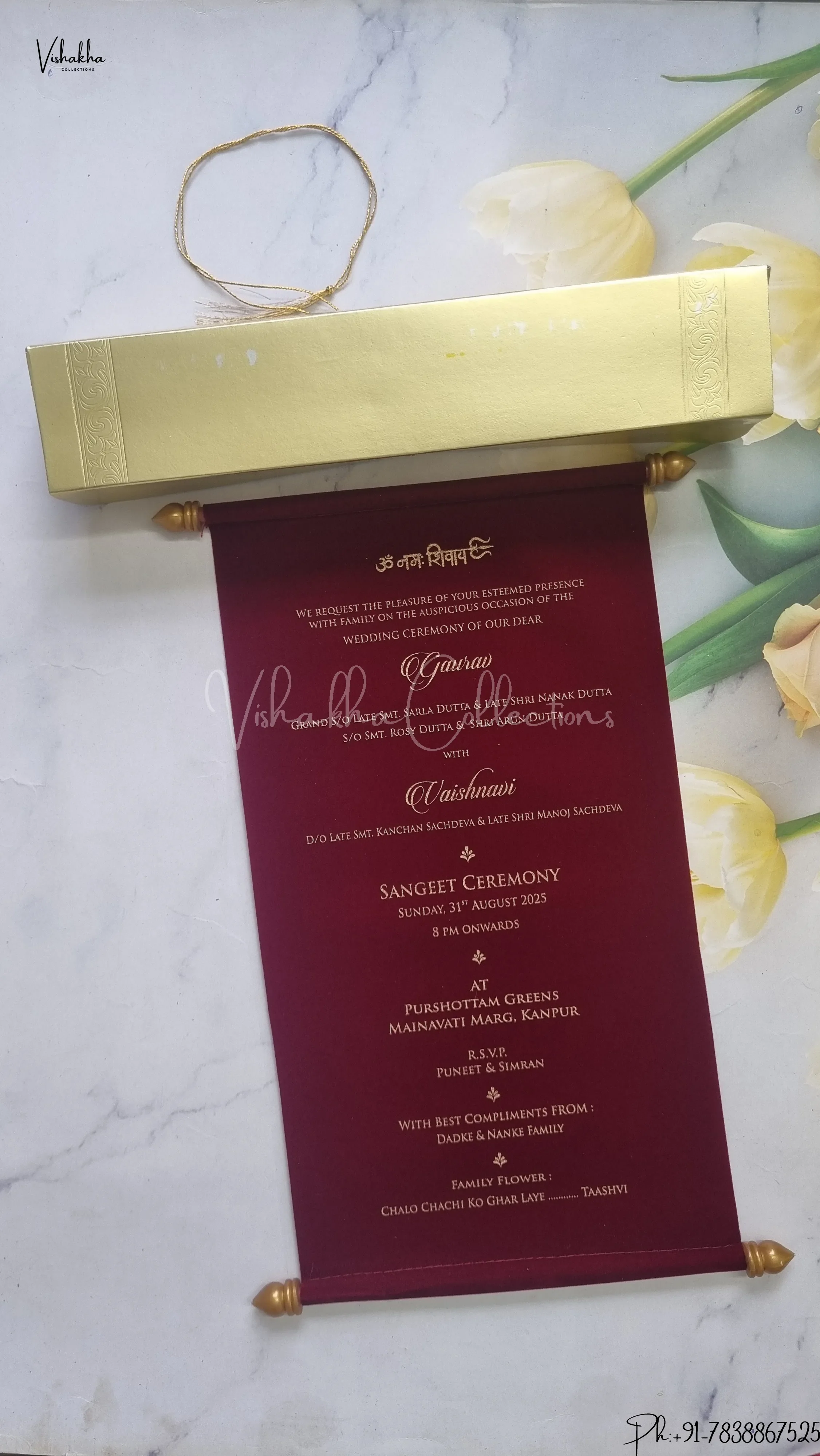 Hindu Muslim Christian Jain Sikh Scroll Farman Colored wedding invitation Cards FC-101 - Image 2