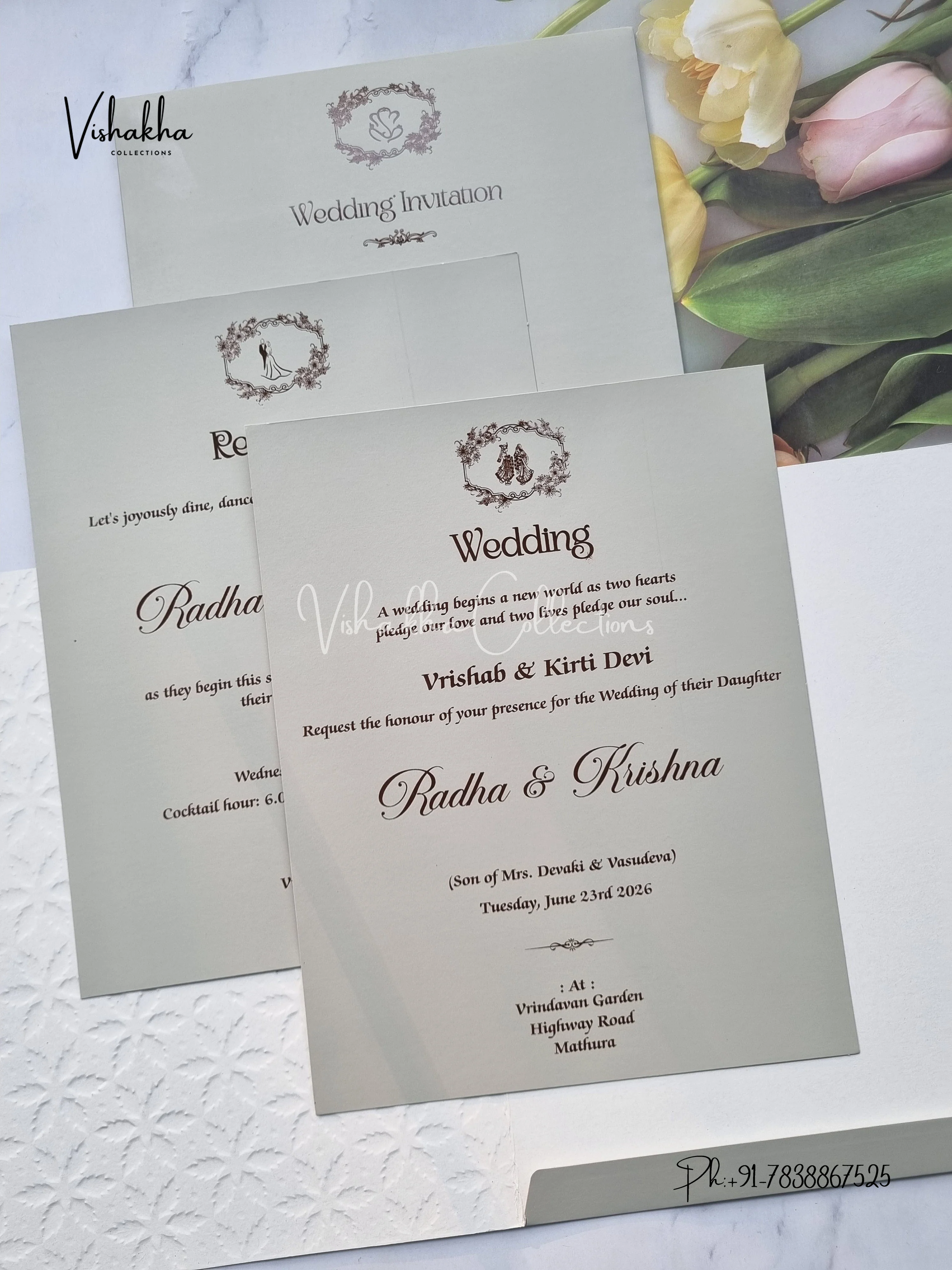 Hindu Muslim Christian Sikh Colored invitation Cards SN-50 - Image 3