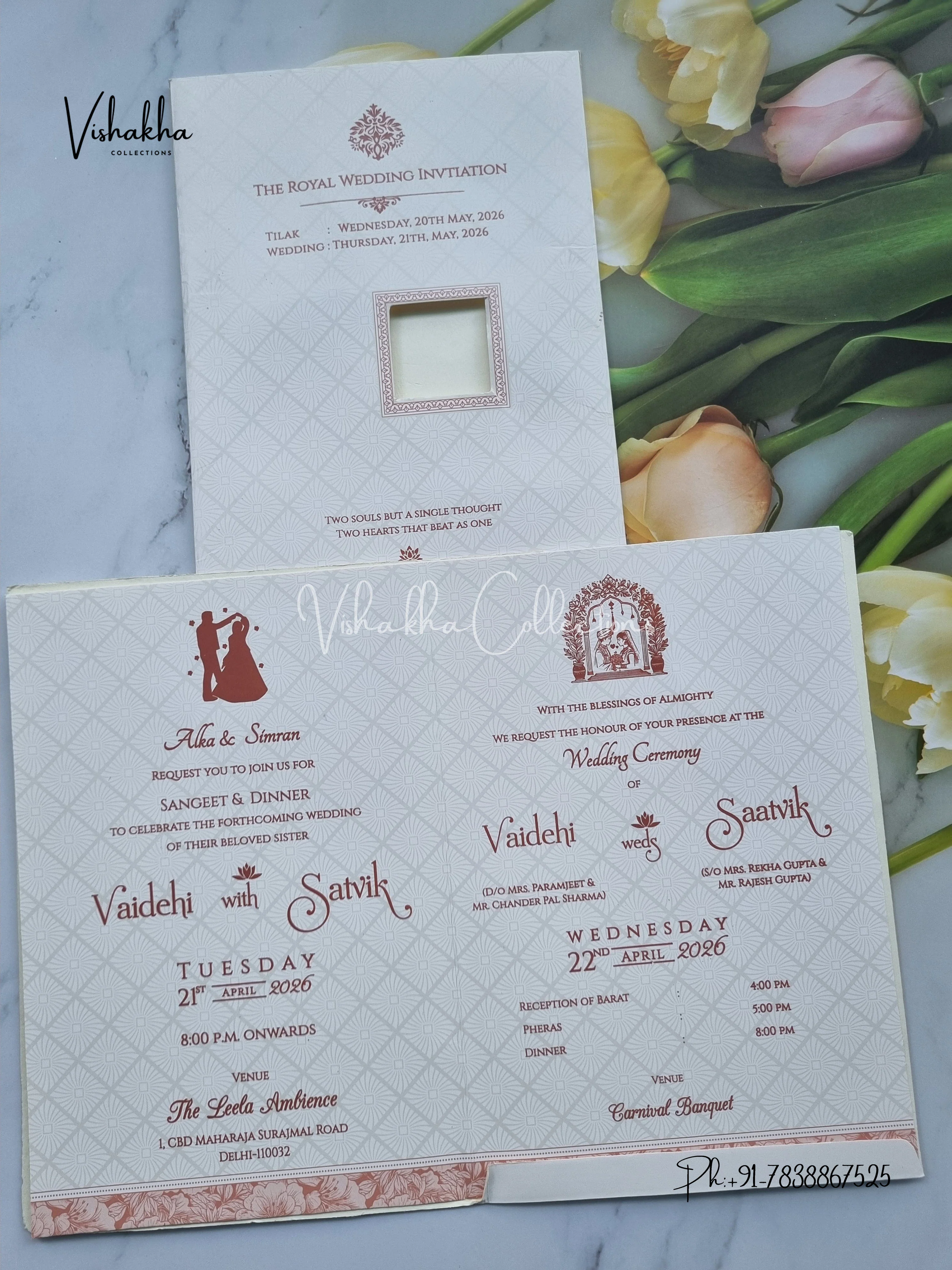 Hindu Muslim Christian Sikh invitation Cards CR-8074P - Image 3