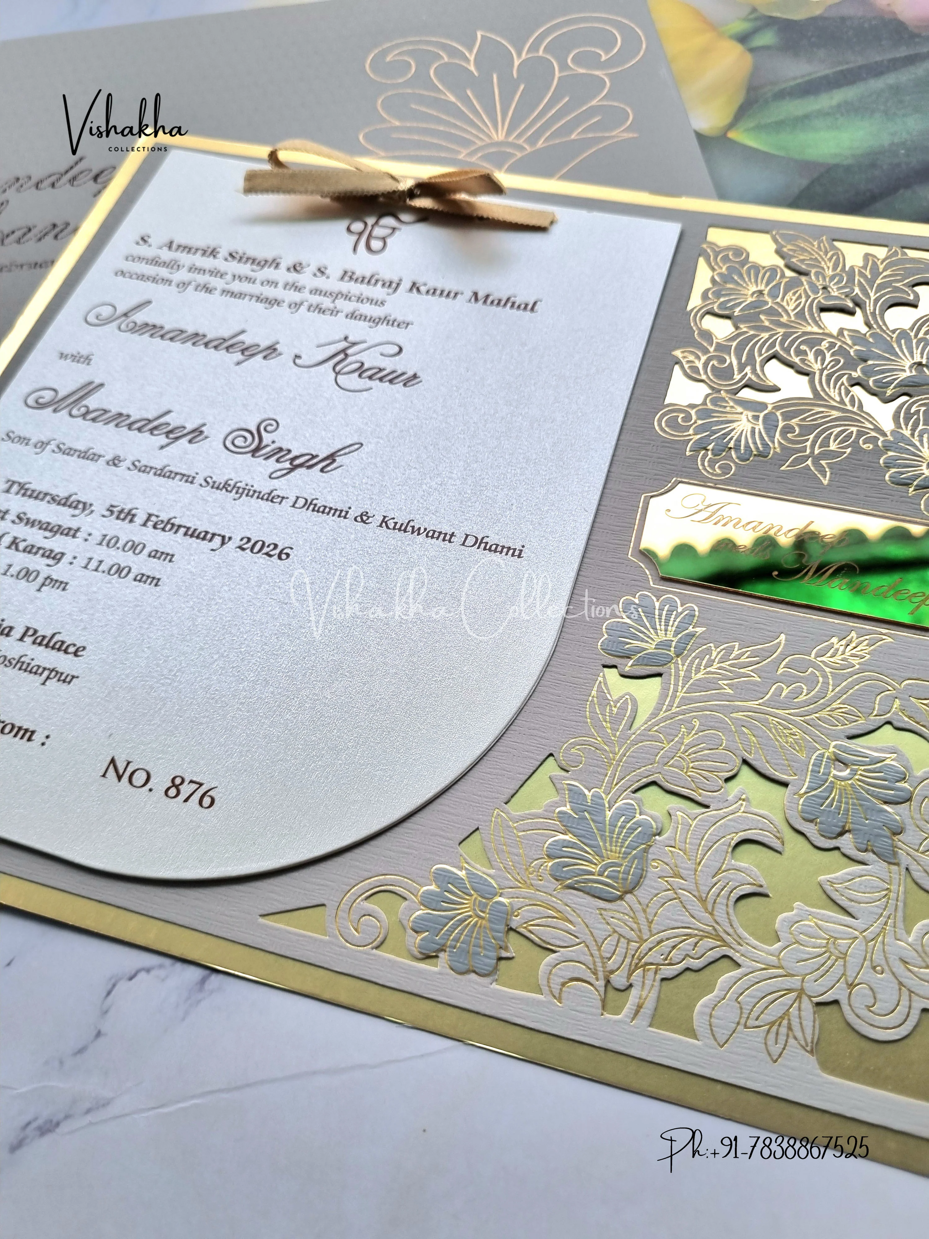 Hindu Muslim Christian Sikh Laser Cut Colored invitation Cards LN-876 - Image 2