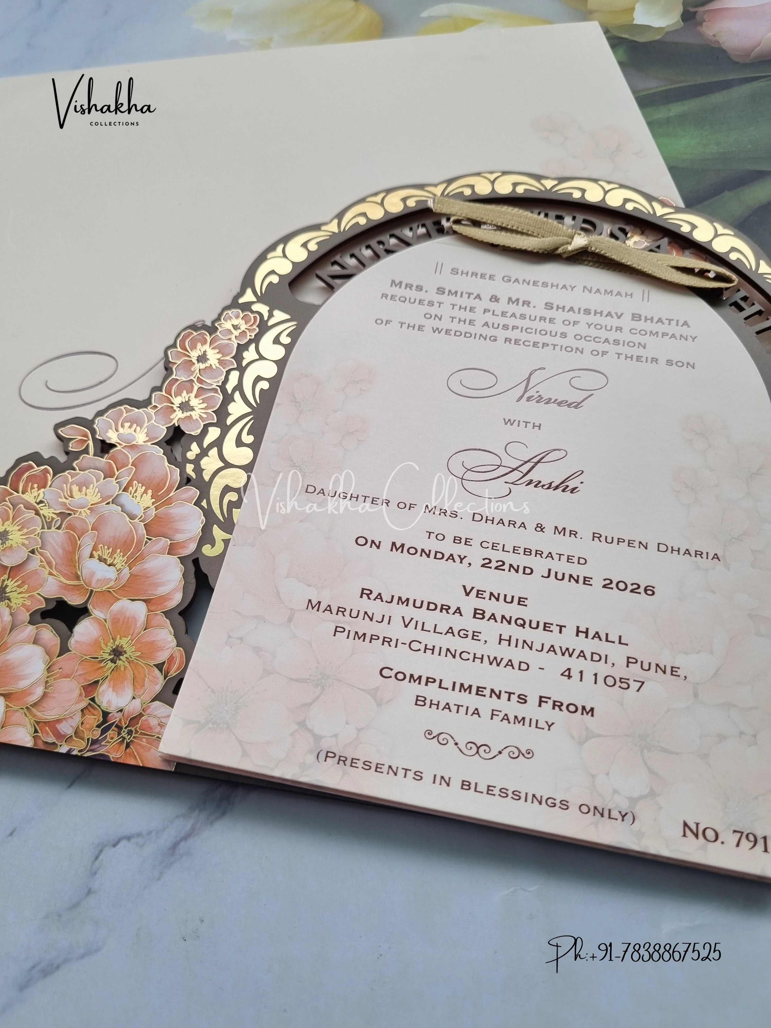 Hindu Muslim Christian Sikh MDF Board Laser Cut Named MDF Laser Cut Colored invitation Cards LN-791 - Image 2