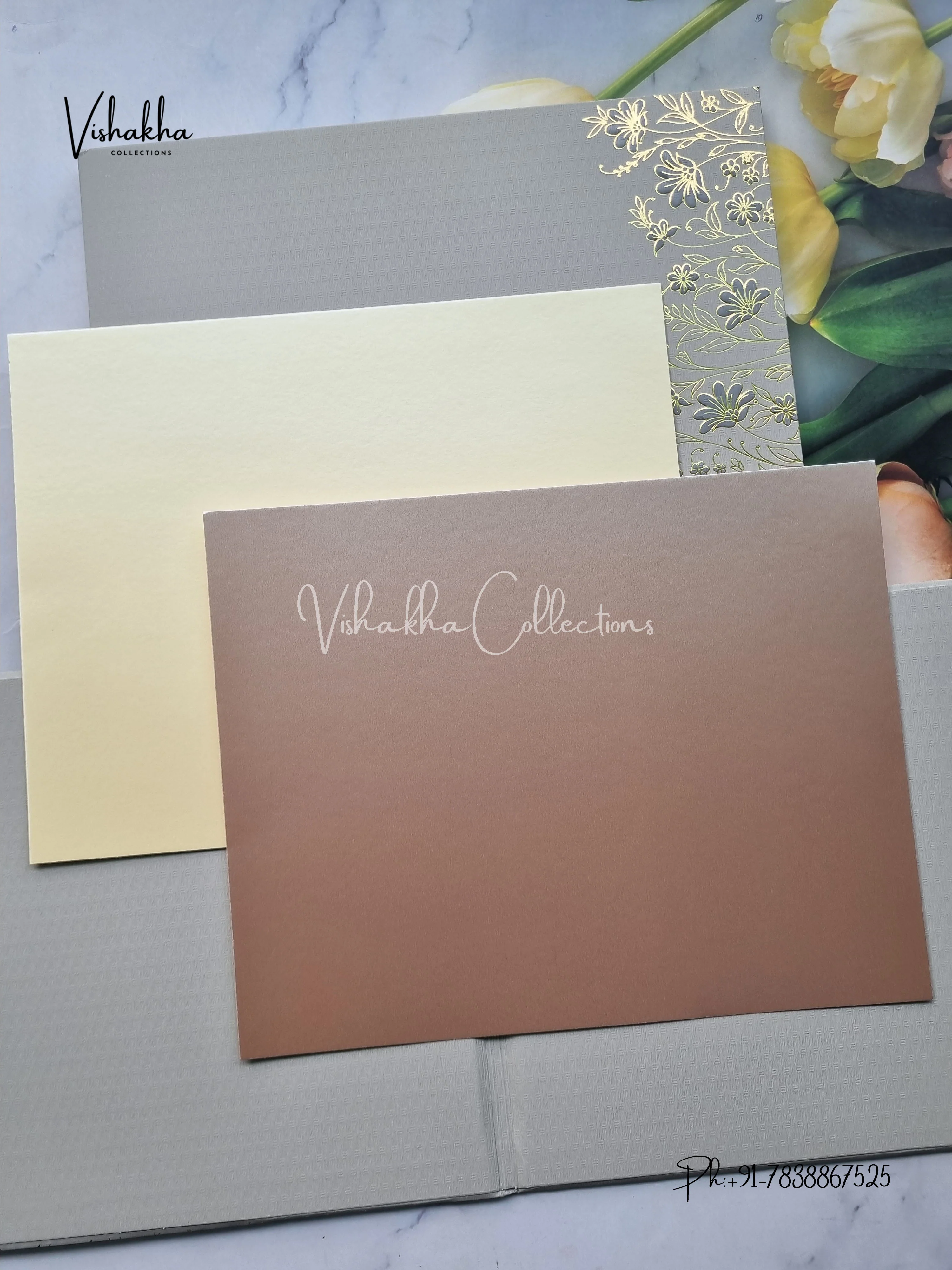 Hindu Muslim Christian Sikh Padded Colored invitation Cards LN-833 - Image 3