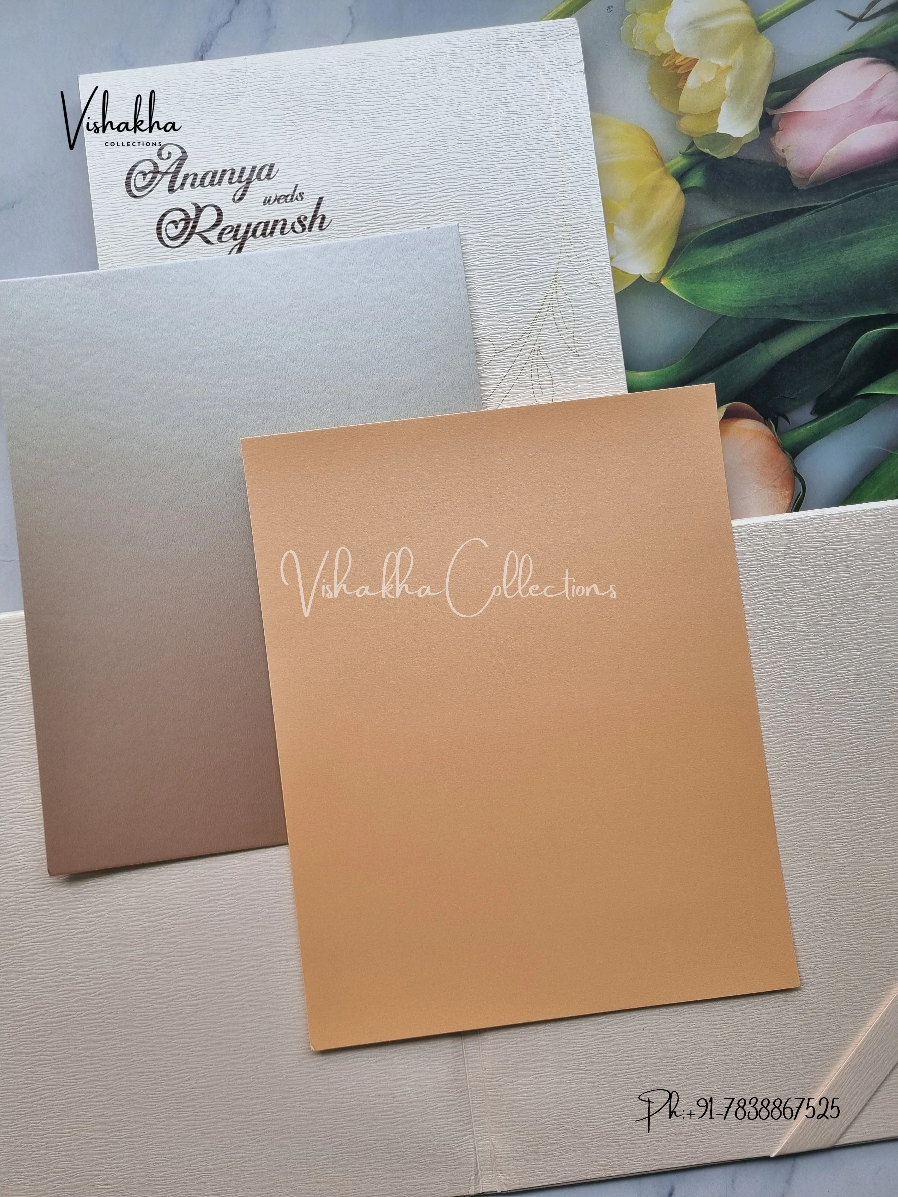 Hindu Muslim Christian Sikh Padded Colored invitation Cards LN-887 - Image 3