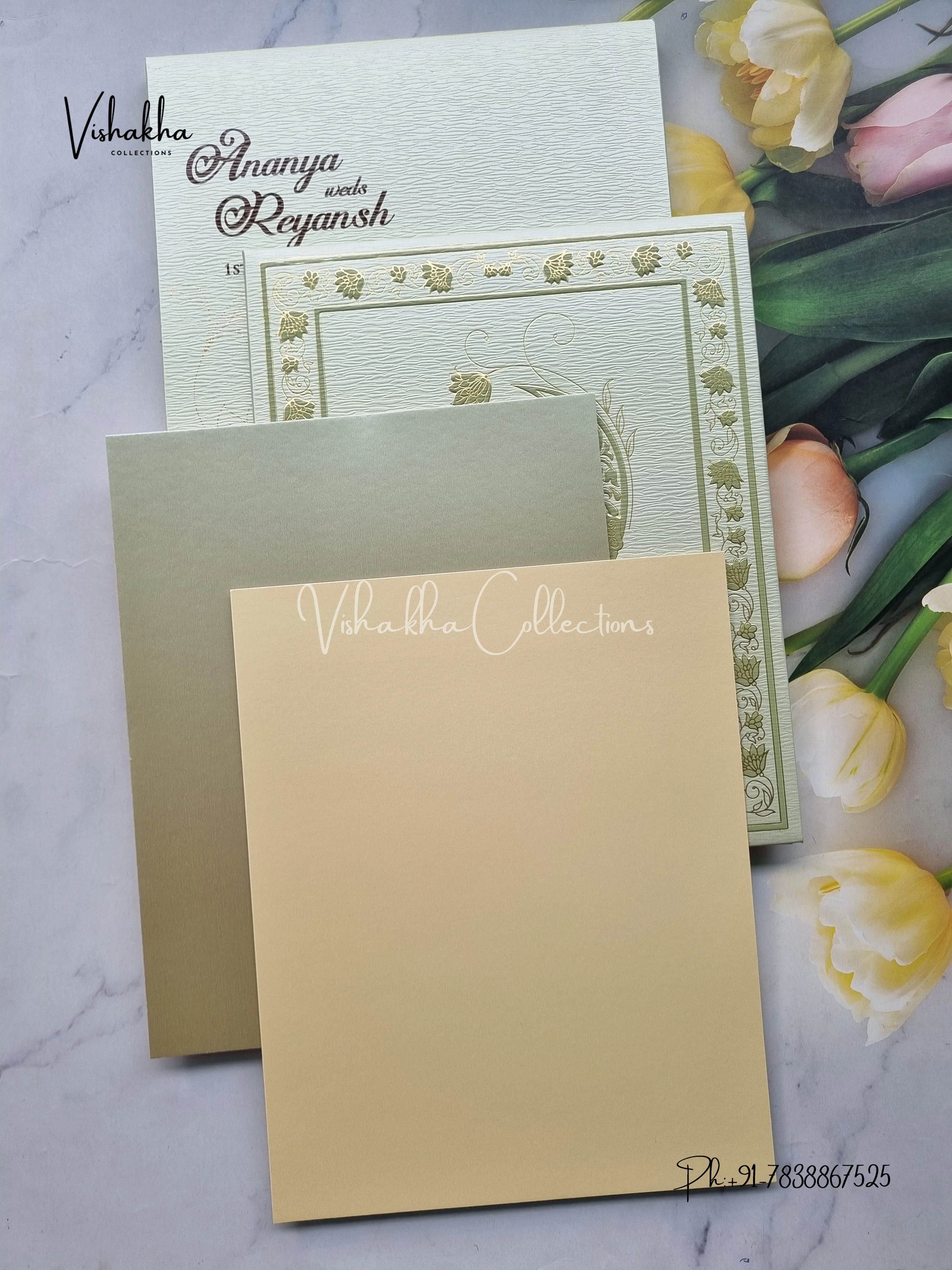 Hindu Muslim Christian Sikh Padded Colored invitation Cards LN-888 - Image 3