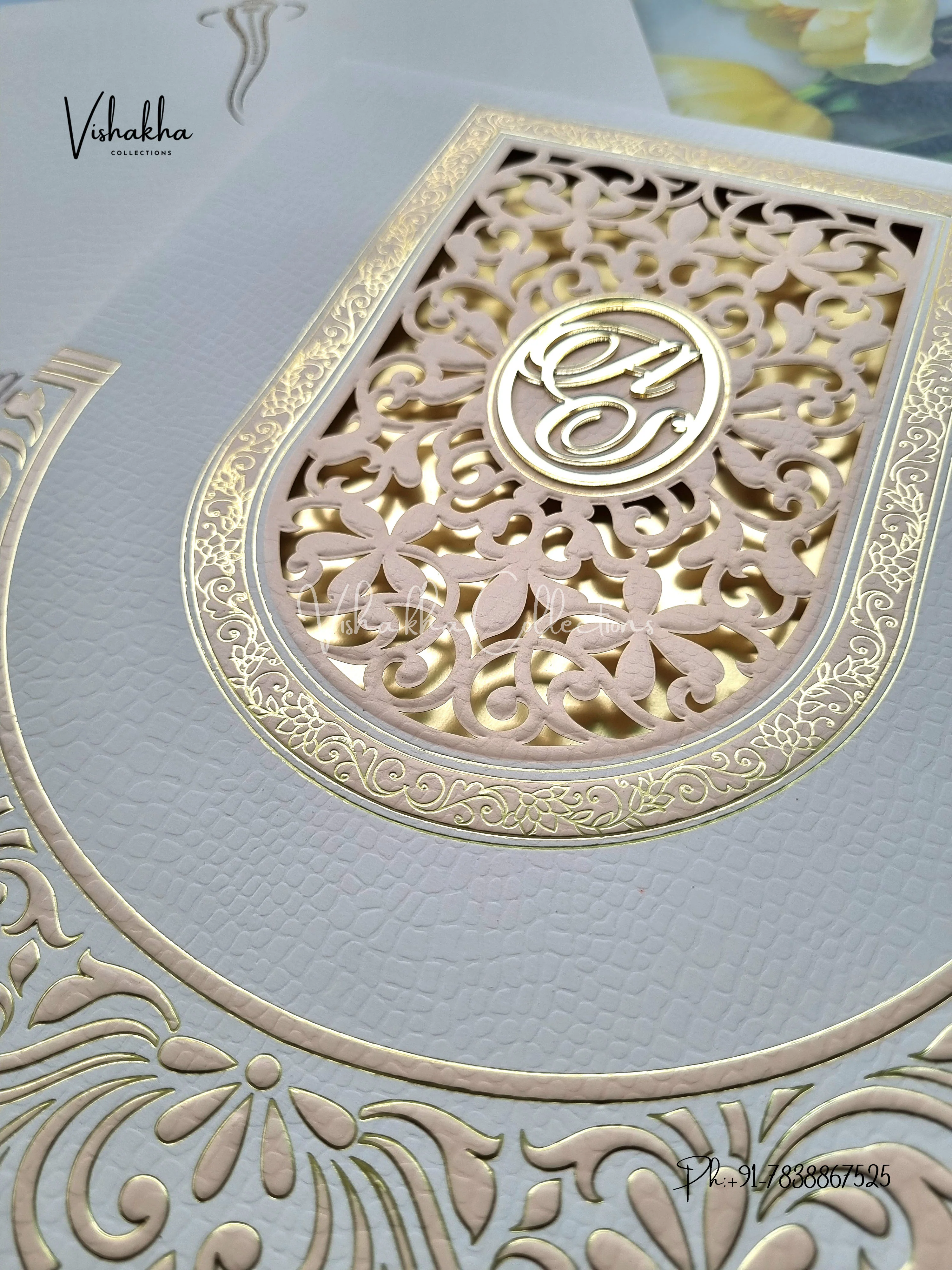 Hindu Muslim Christian Sikh Padded Laser Cut Colored invitation Cards LN-881 - Image 2