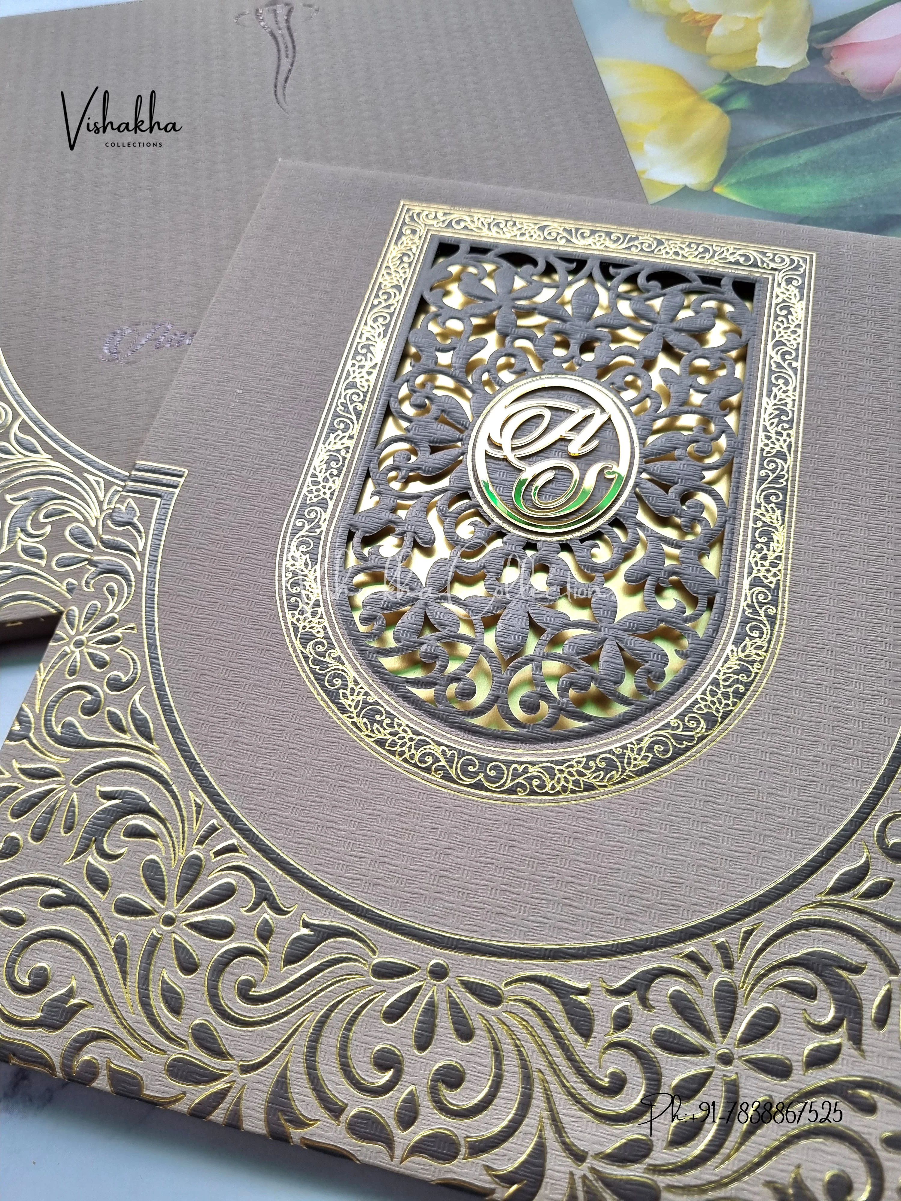 Hindu Muslim Christian Sikh Padded Laser Cut Colored invitation Cards LN-882 - Image 2