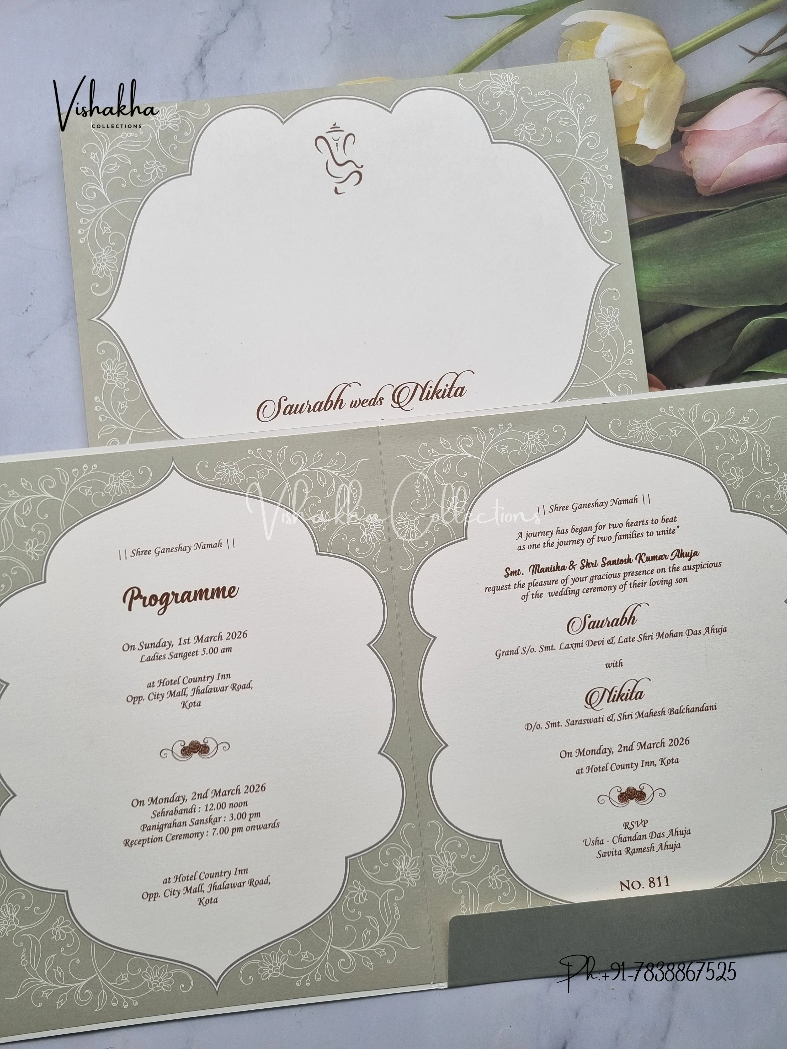 Hindu Sikh invitation Cards LN-811 - Image 3